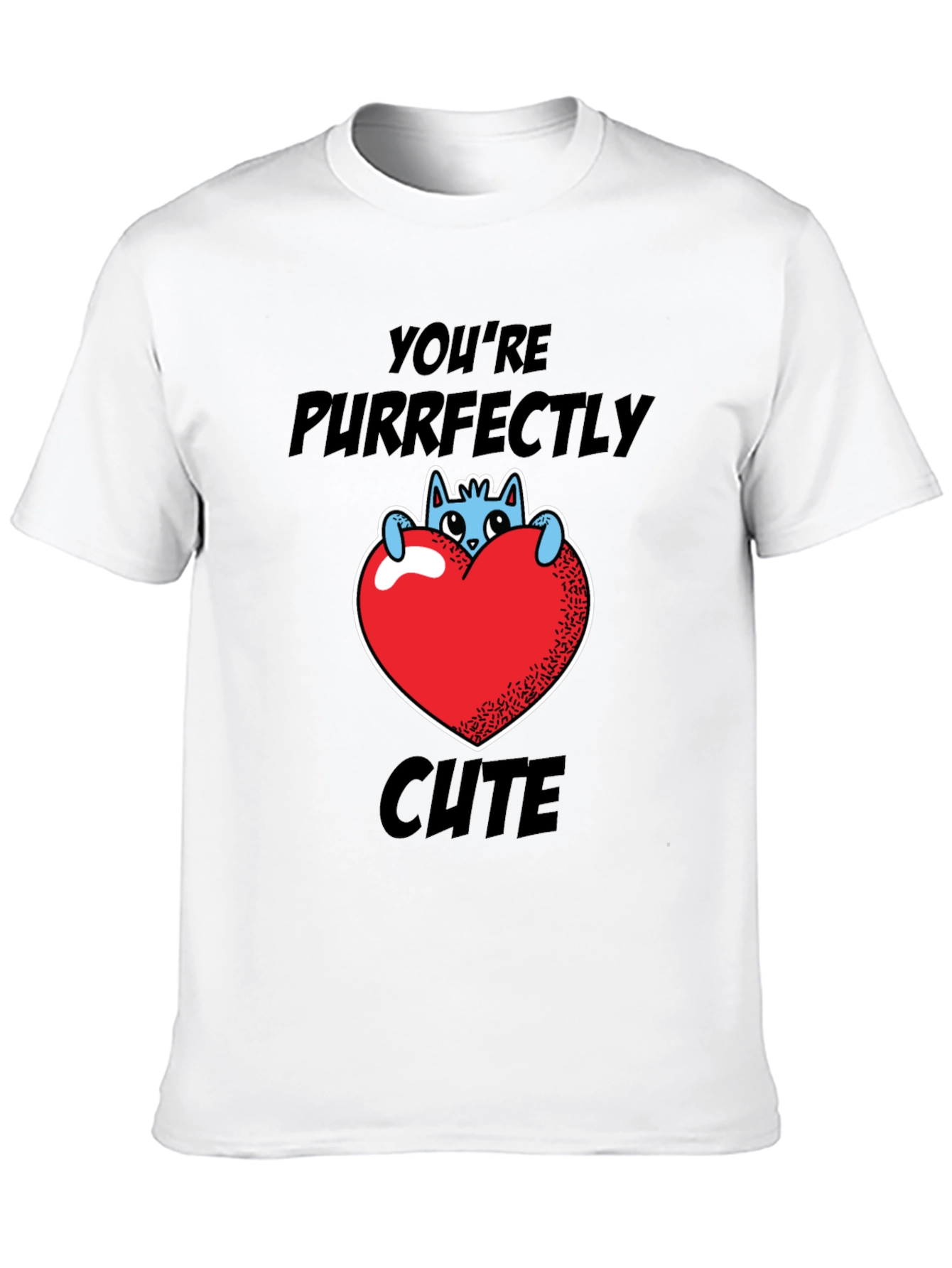 Black Purrfectly Cute Cat Heart Graphic T-Shirt view 10