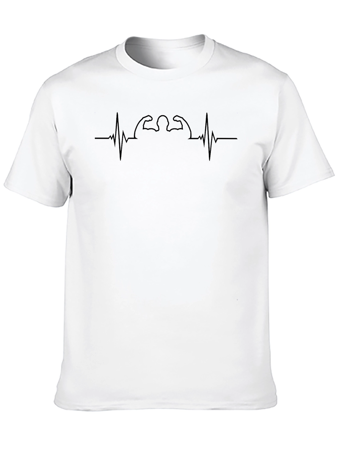Black Bodybuilding Heartbeat Graphic Tee - Fitness T-Shirt view 10