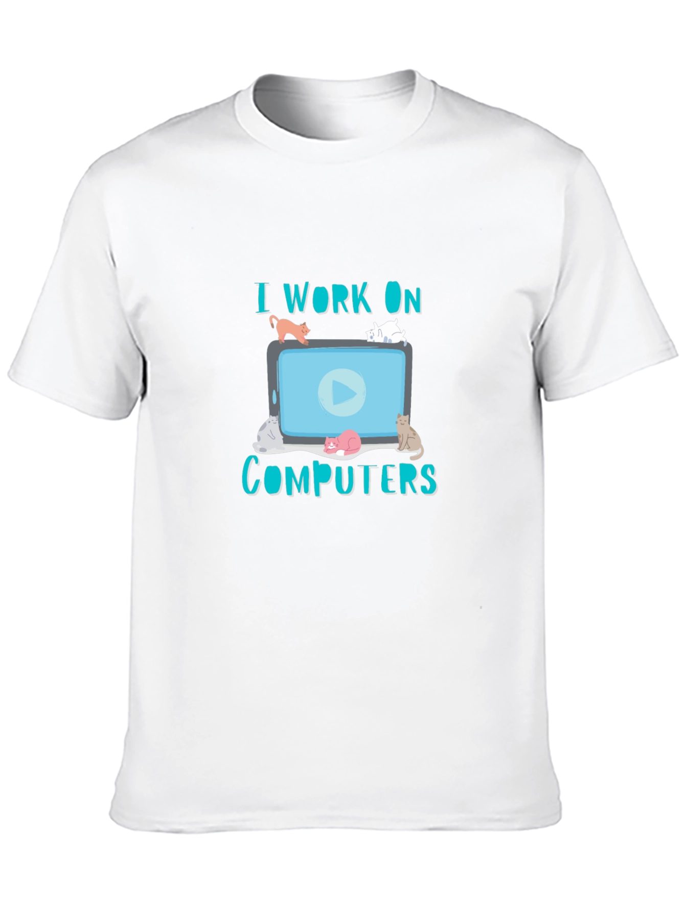 Black I Work On Computers Cat T-Shirt view 10