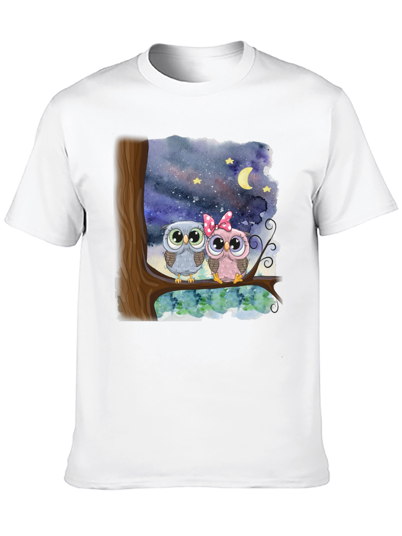 Owl Couple Graphic Tee - Night Sky Design - 10
