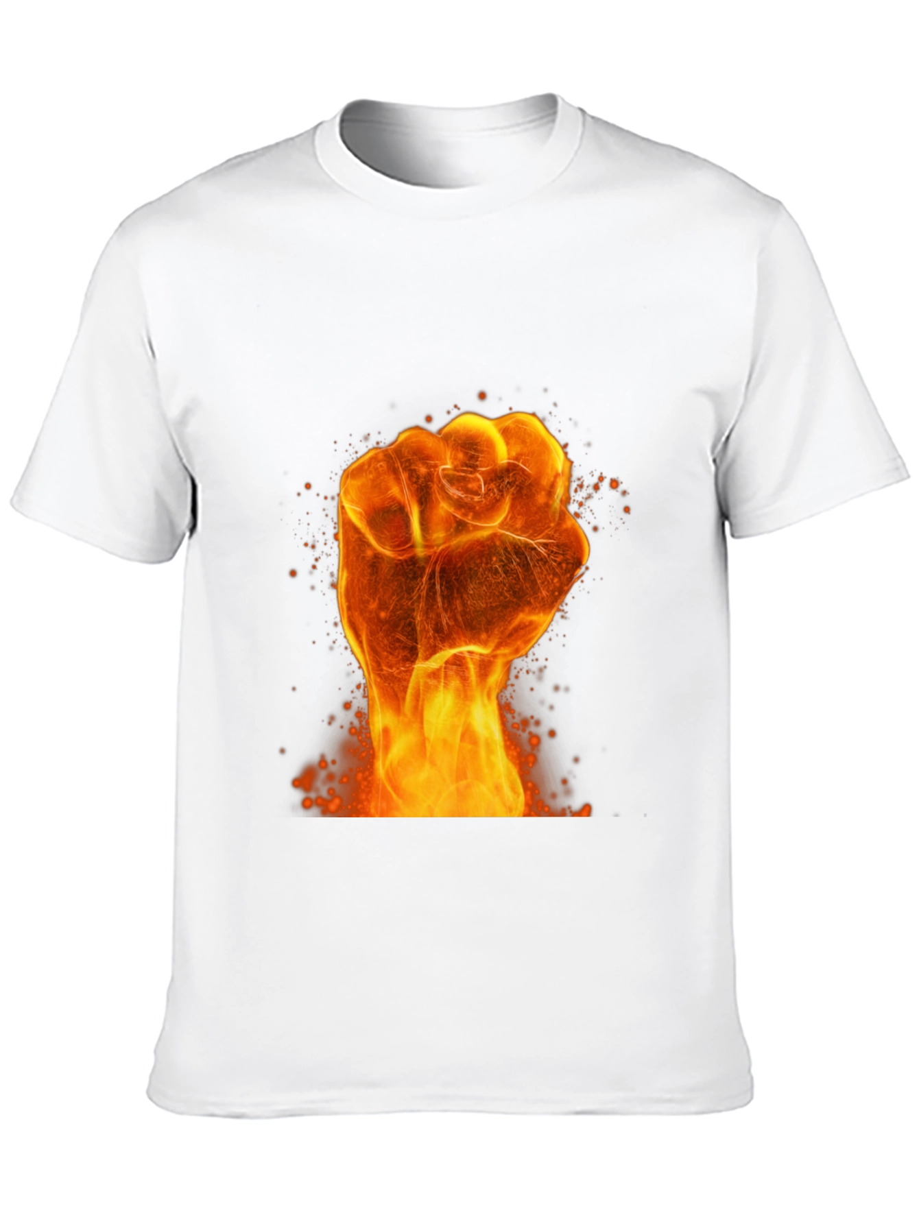 Black Fiery Fist Graphic Print Black T-Shirt view 10