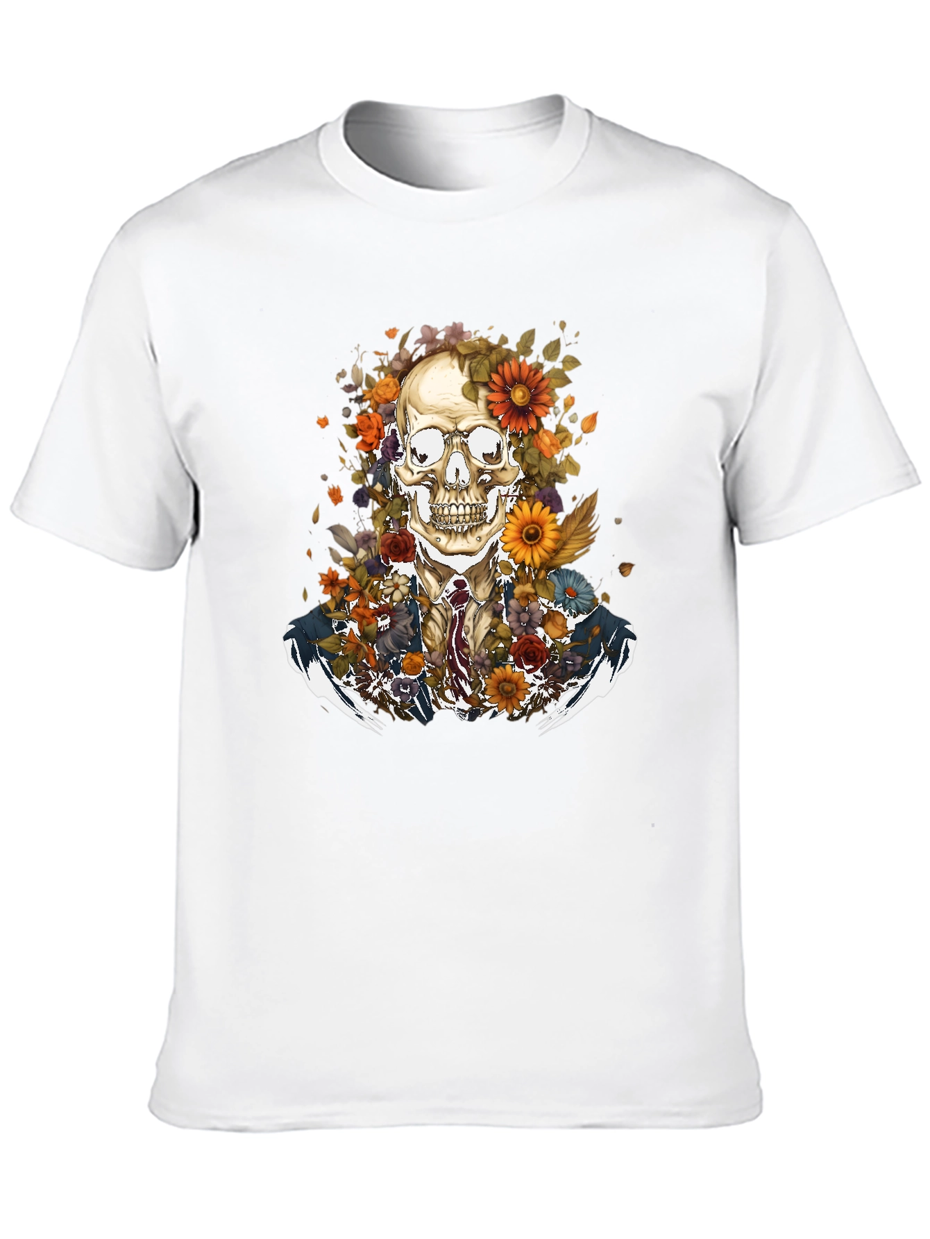 Black Floral Skull Graphic Tee - Stylish Menswear view 10