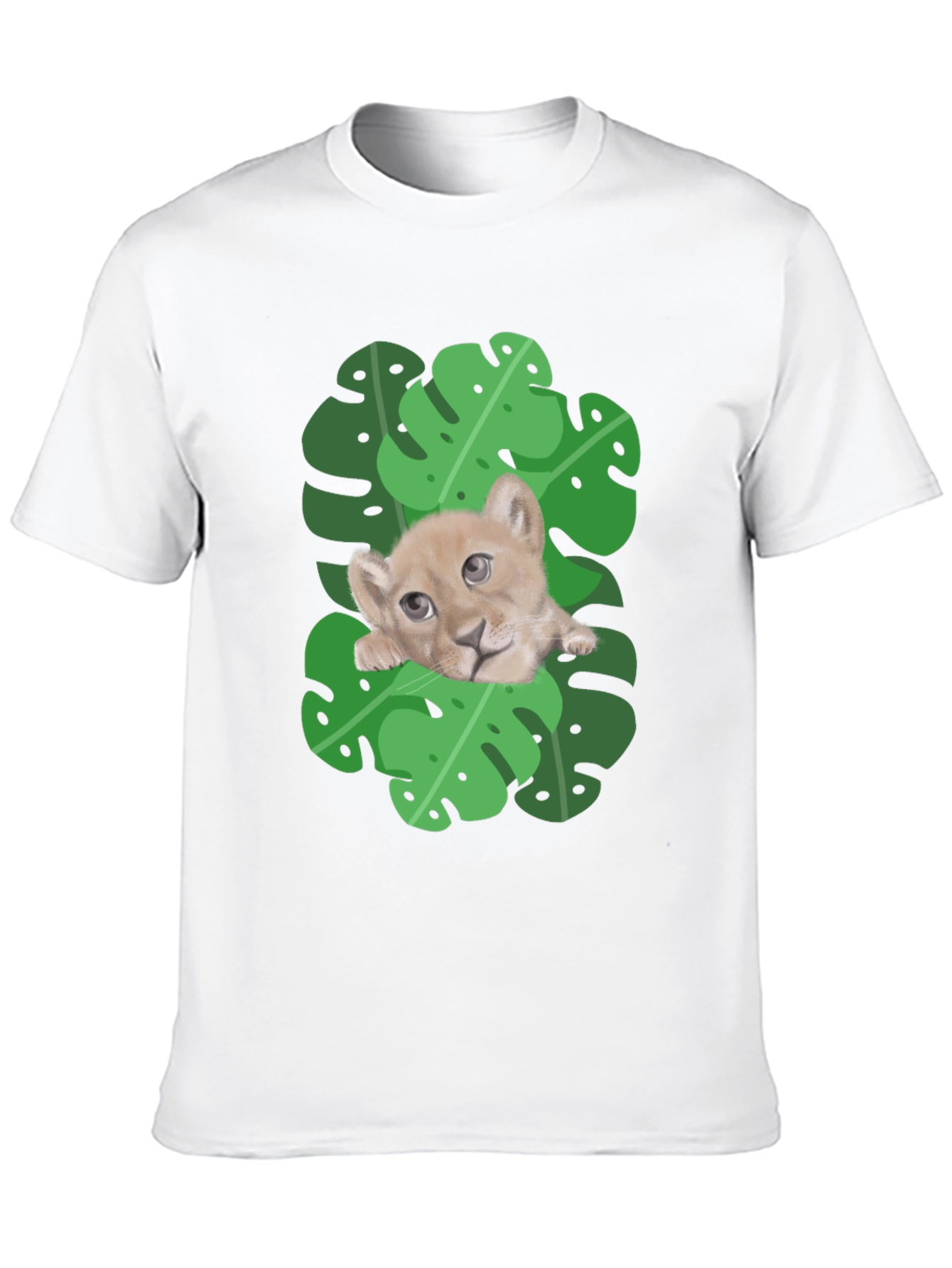 Black Lion Cub in Leaves Graphic T-Shirt - Black view 10
