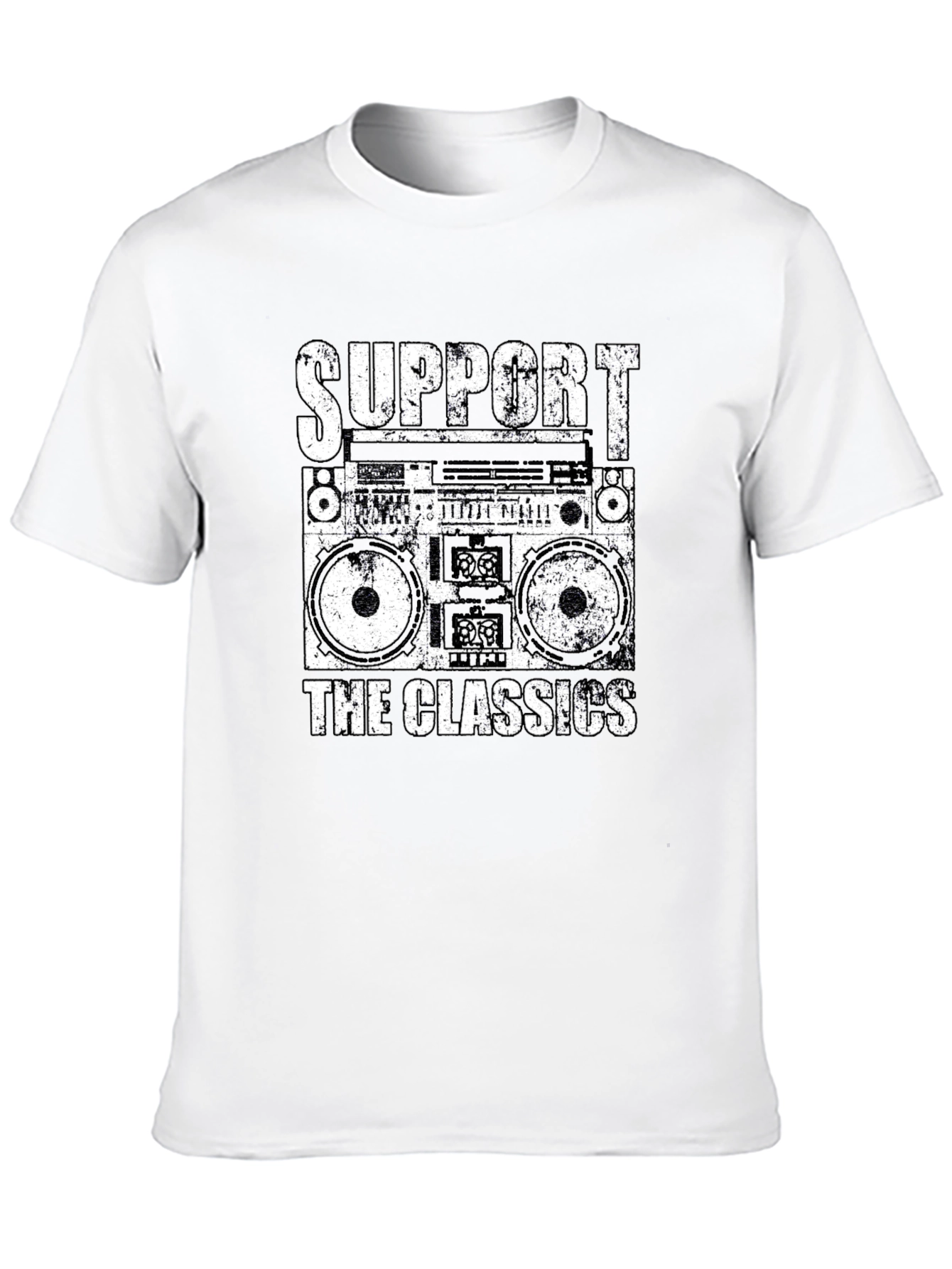 Black Retro Boombox T-Shirt - Support the Classics! view 10