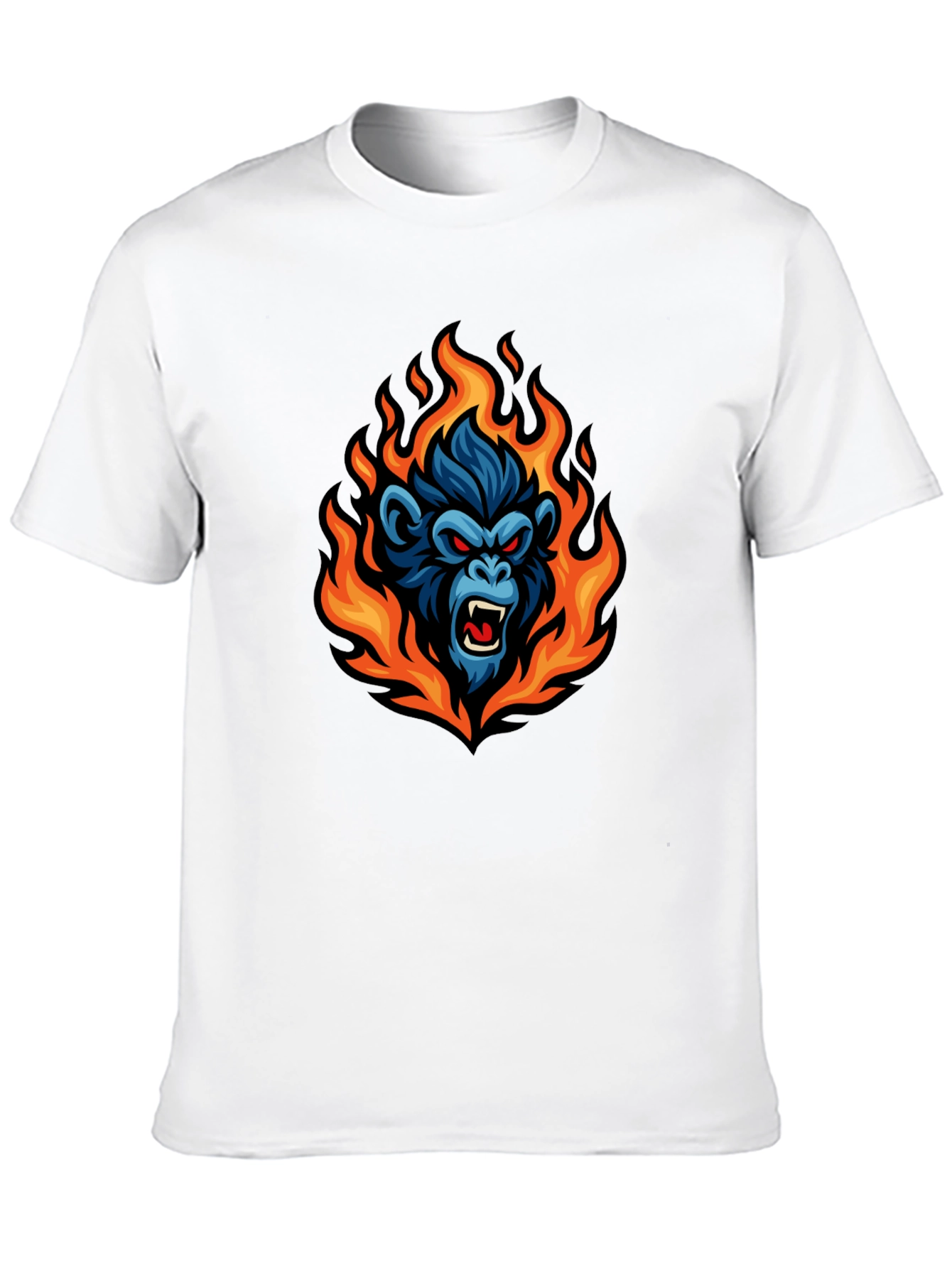 Black Fiery Gorilla Graphic Tee - Black Cotton T-Shirt view 10