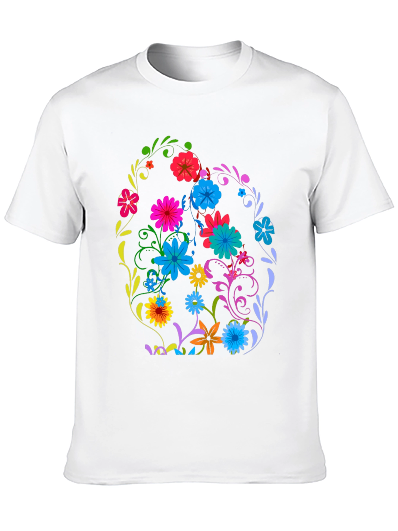 Black Floral Easter Egg Graphic Tee - Black Cotton T-Shirt view 10