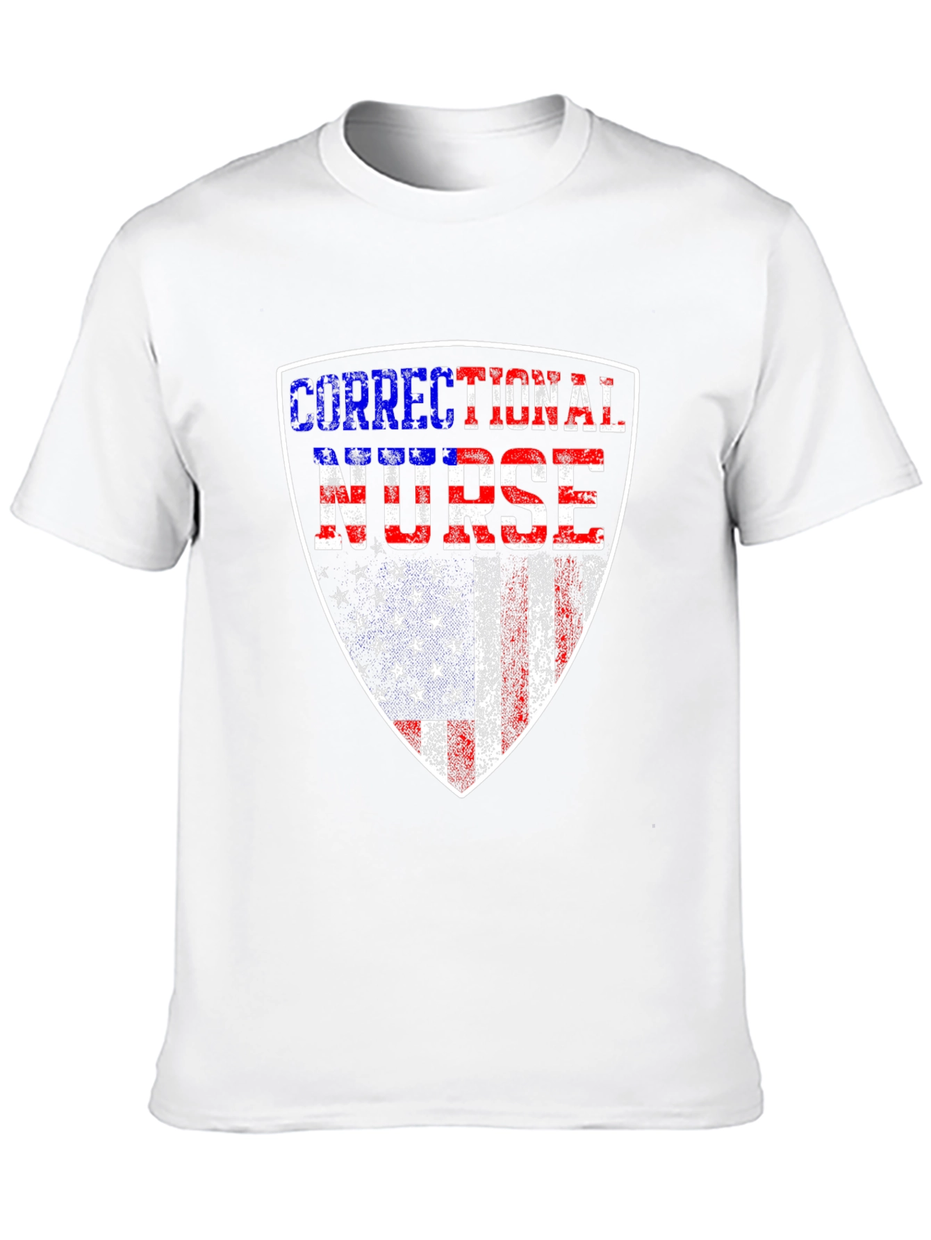 Black Correctional Nurse American Flag Shield T-Shirt view 10