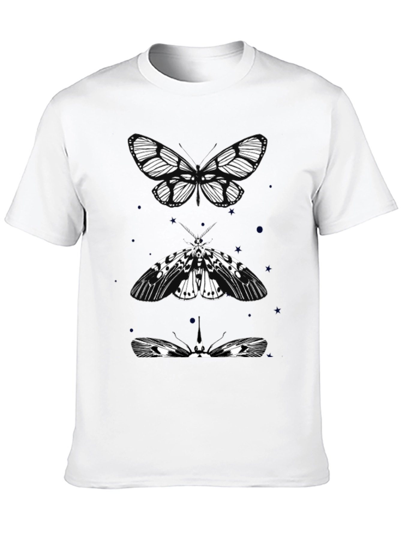 Black Butterfly & Moth Graphic Tee - Black Cotton Blend view 10
