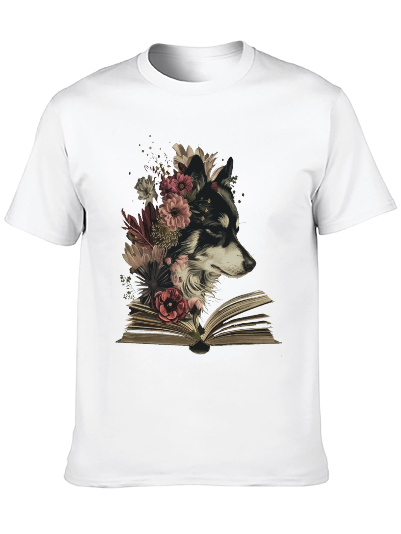 Black Floral Dog Book T-Shirt - Black view 10