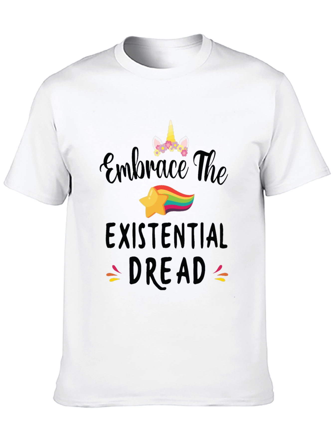 Black Embrace Existential Dread Unicorn Graphic Tee view 10