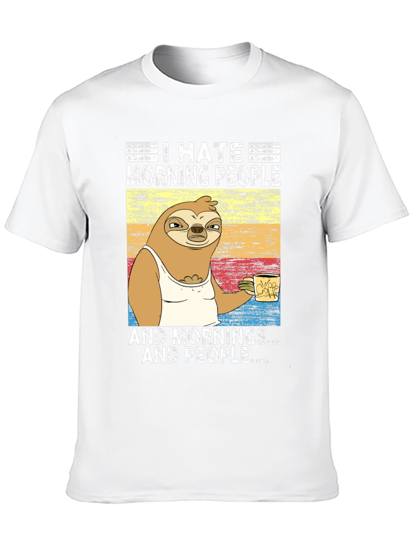 Black I Hate Morning People Sloth Graphic Tee view 10