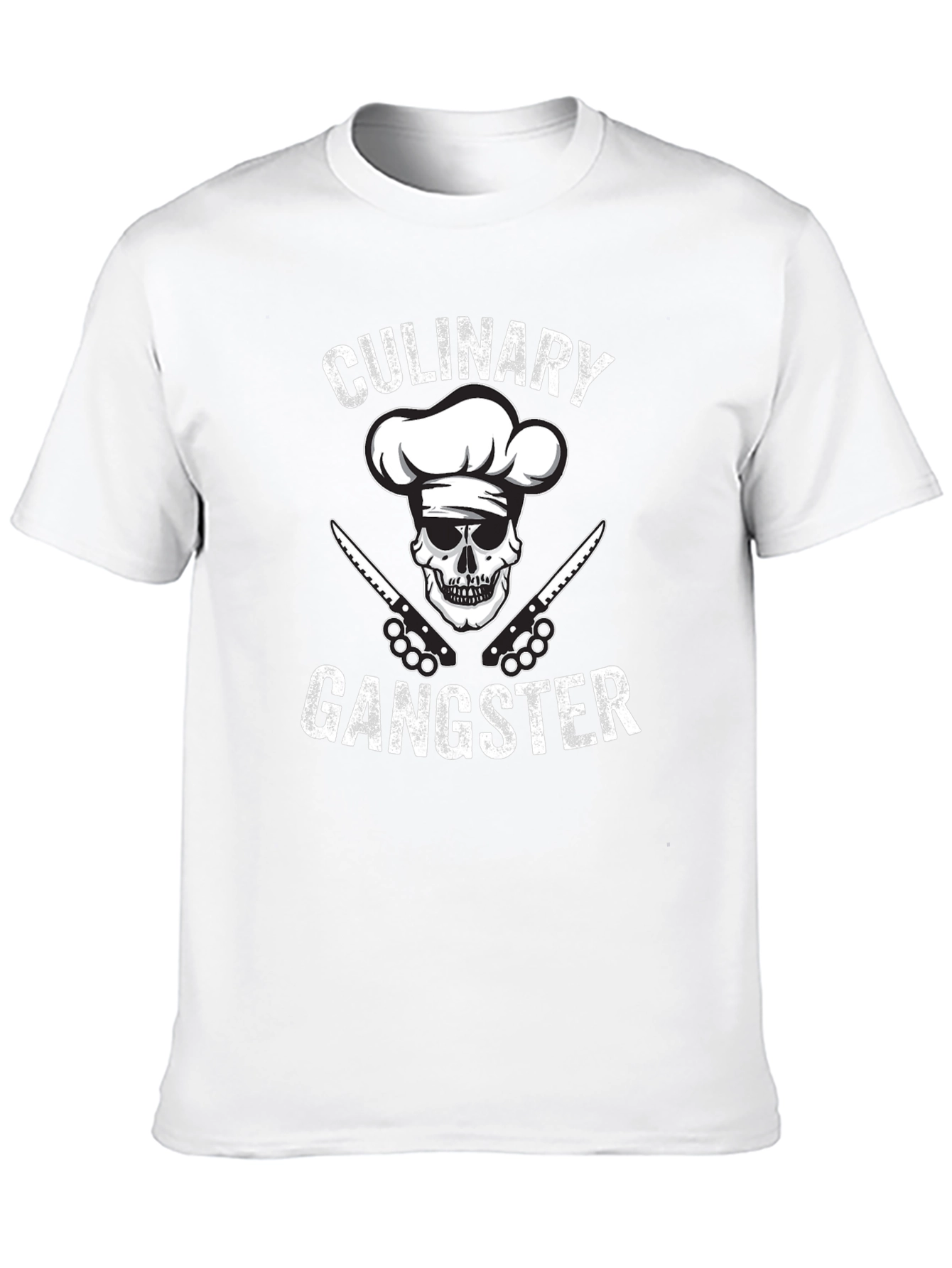 Black Culinary Gangster Black T-Shirt: Skull Chef Design view 10