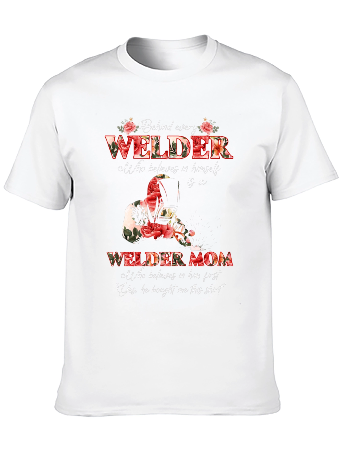Black Welder Mom Graphic T-Shirt - Floral Design view 10