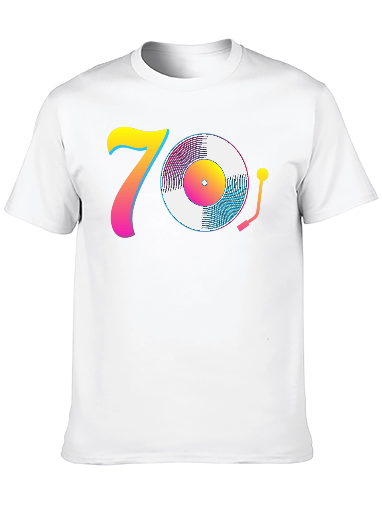 Black 70s Retro Vinyl Record T-Shirt - Black view 10