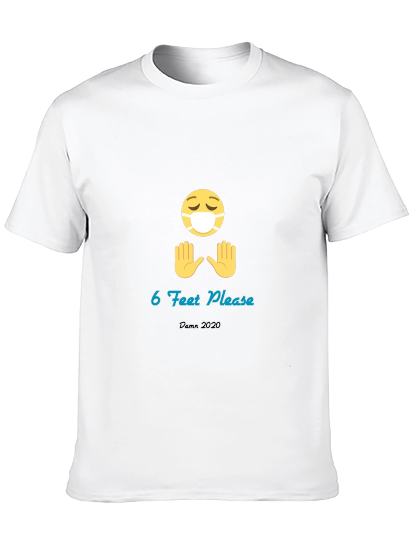 Black Social Distancing T-Shirt: 6 Feet Please, Masked Emoji view 10