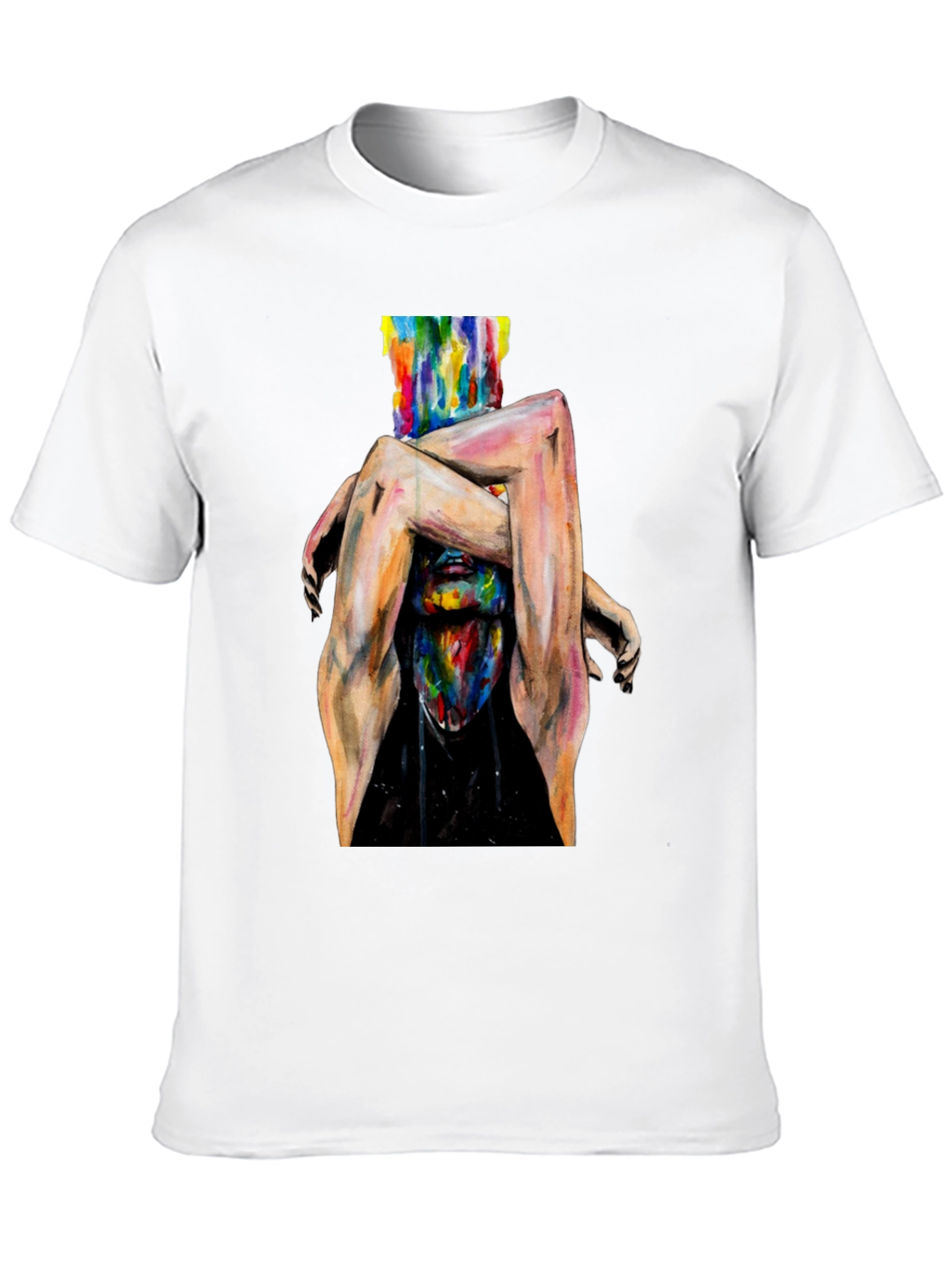 Black Abstract Art Graphic Print Black T-Shirt view 10