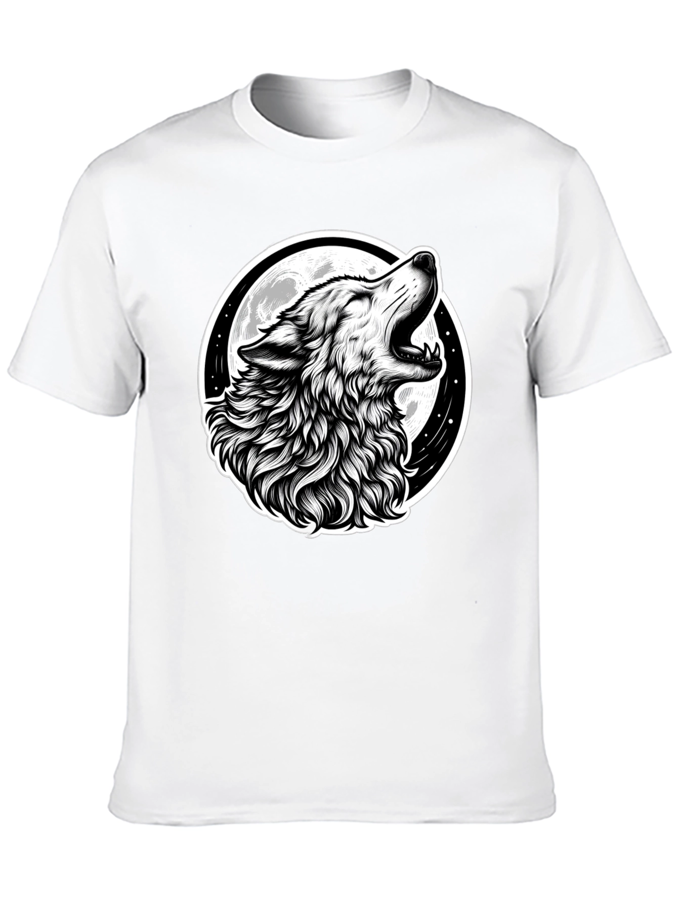 Black Wolf Moon Graphic Tee - Black Cotton T-Shirt view 10