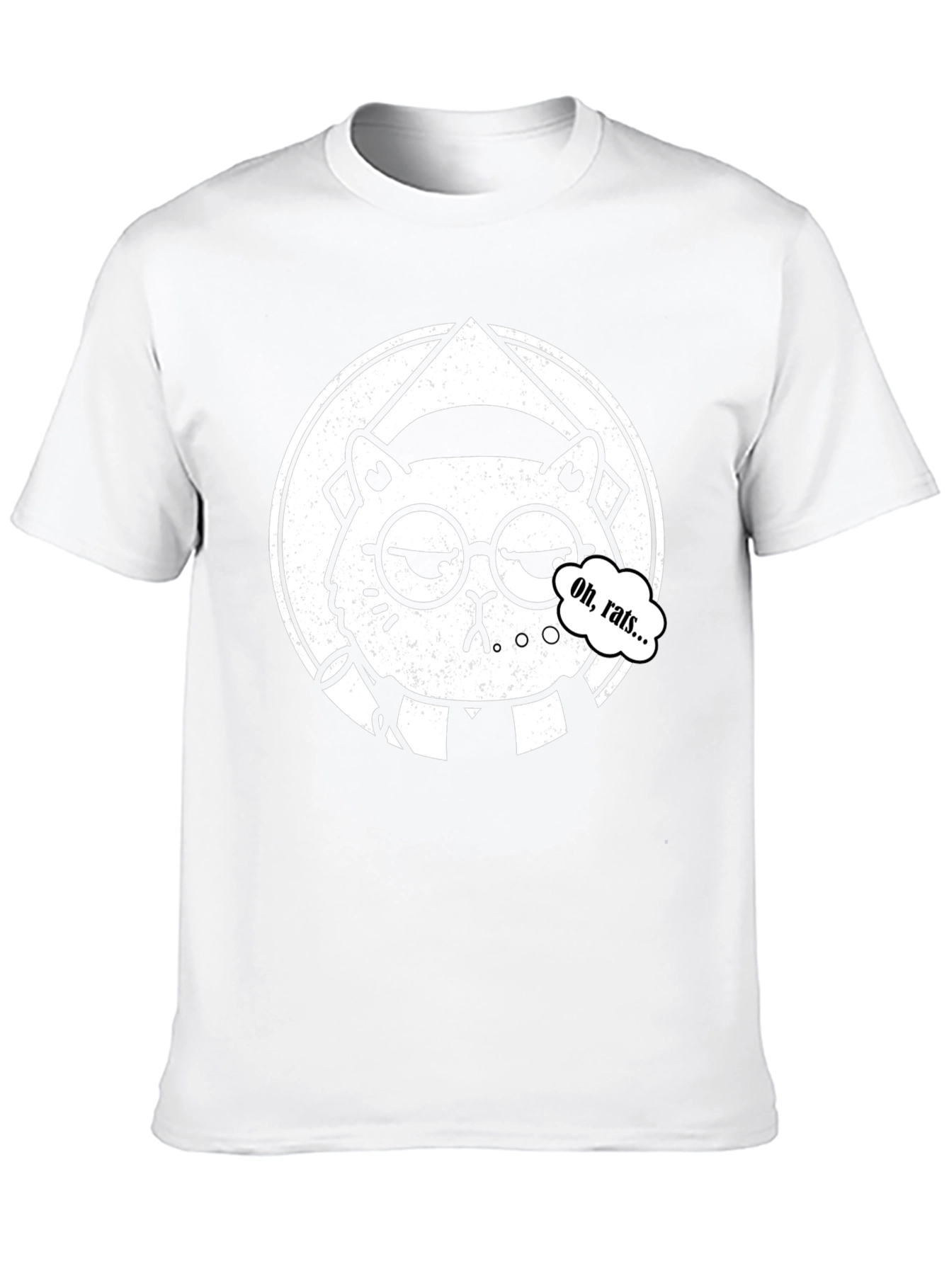 Black Oh Rats! Black T-Shirt with Cartoon Cat view 10