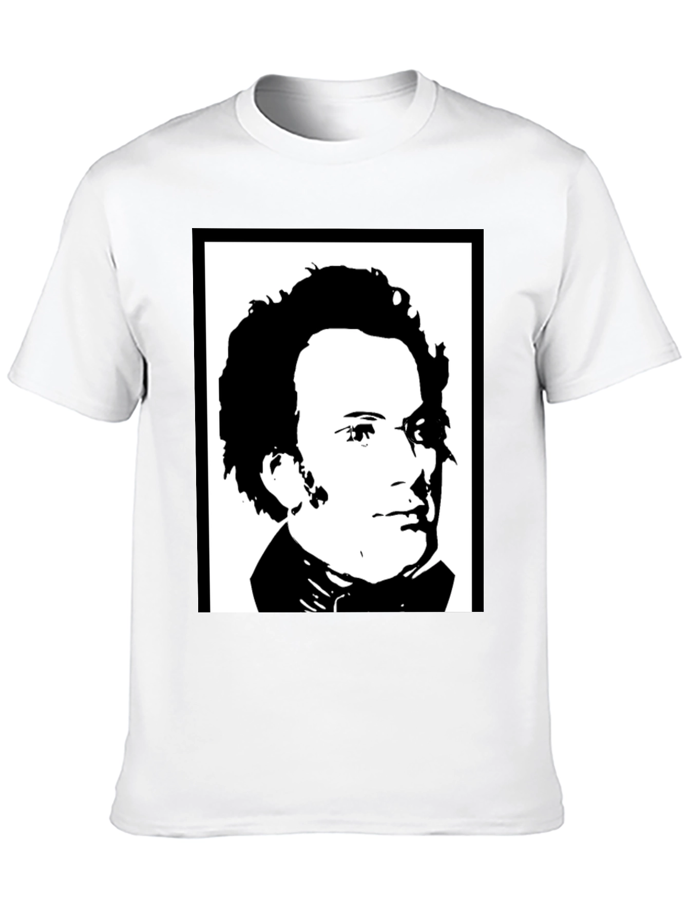 Black Black T-Shirt with Portrait Print view 10