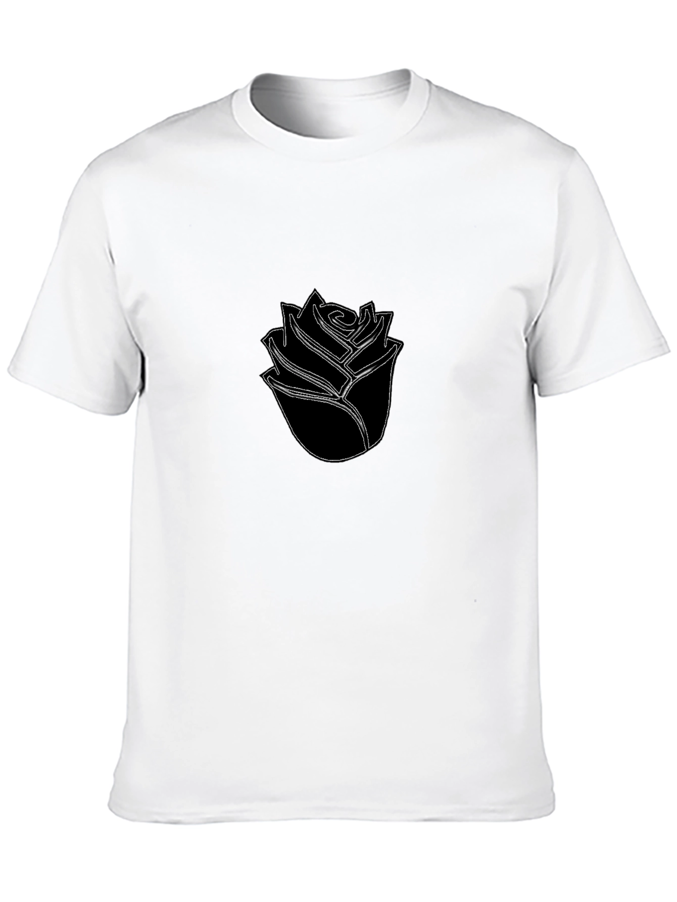 Black Black T-Shirt with Minimalist Rose Design view 10
