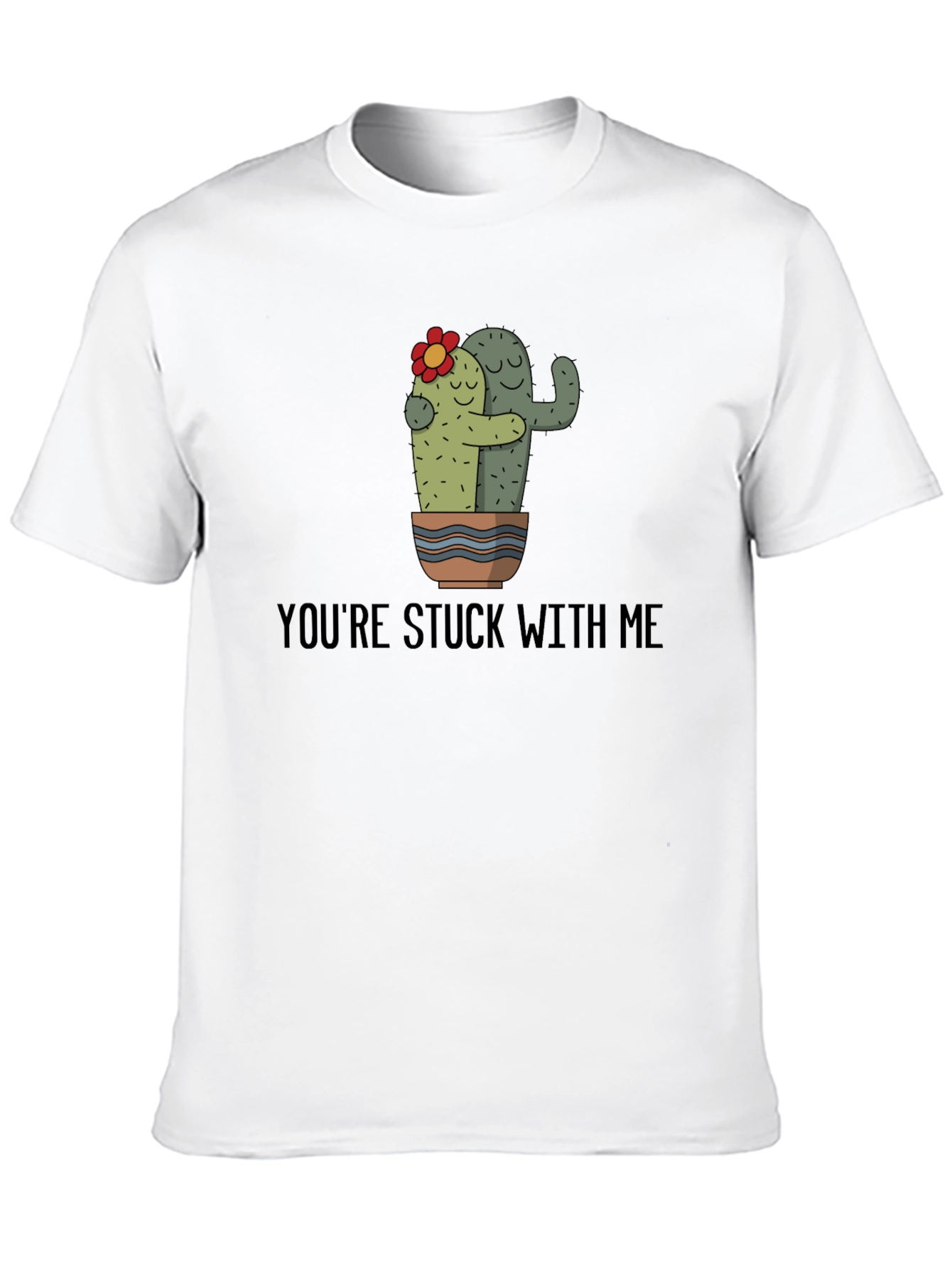 Black Cactus Hug T-Shirt - You're Stuck With Me Graphic Tee view 10