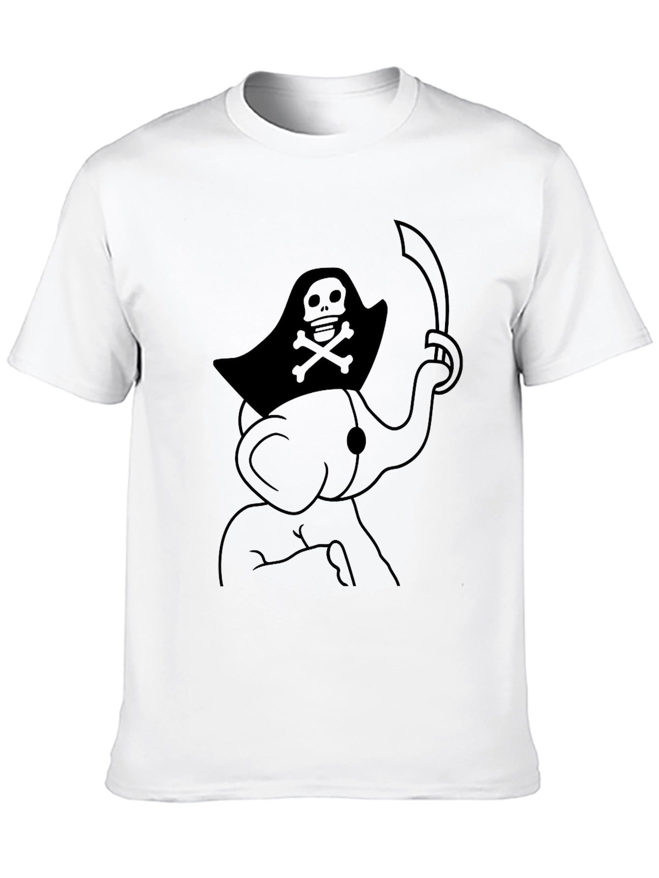 Black Pirate Elephant Graphic Tee - Men's Black T-Shirt view 10