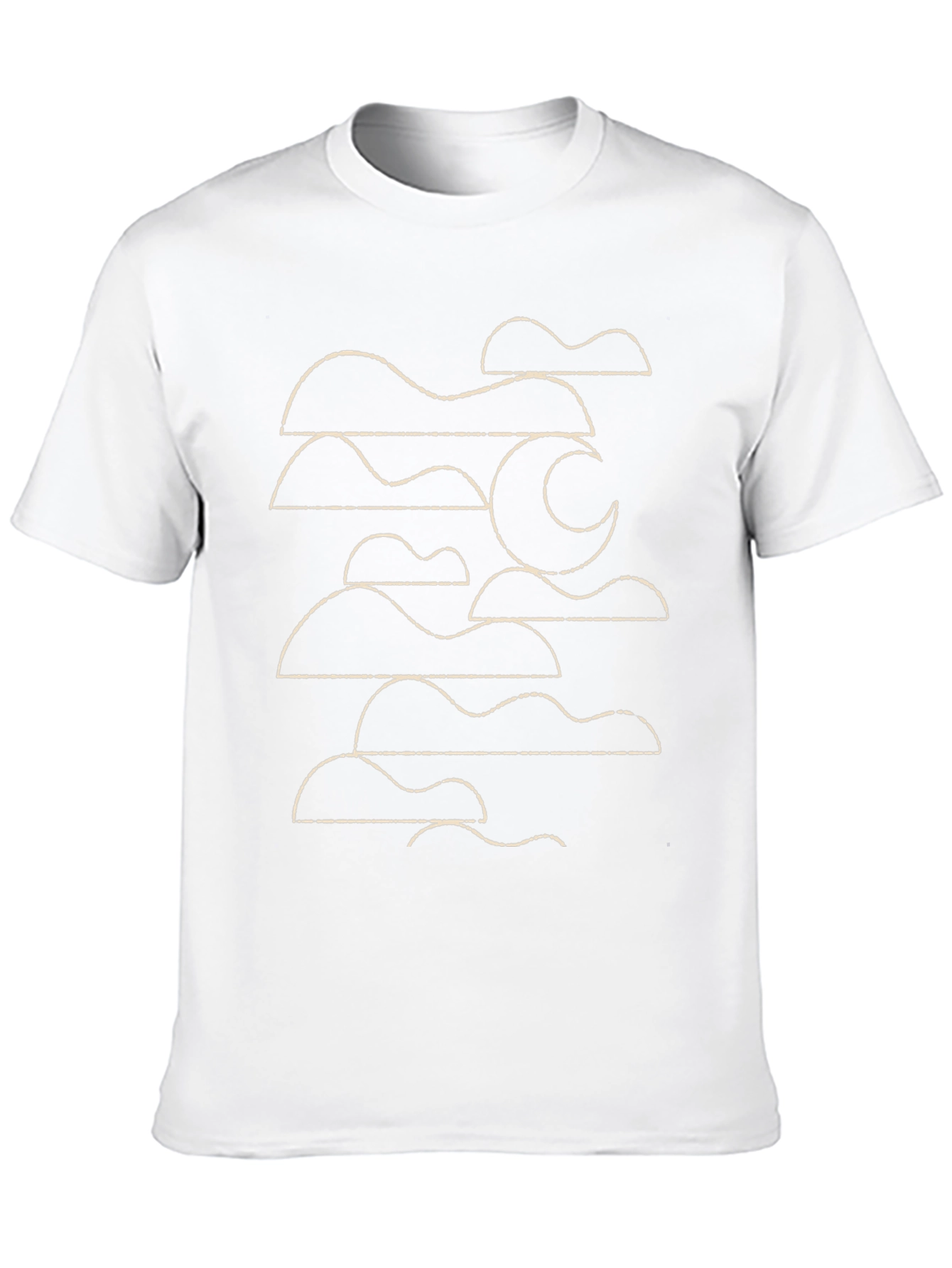 Black Abstract Moon & Clouds Graphic Tee - Black Cotton T-Shirt view 10