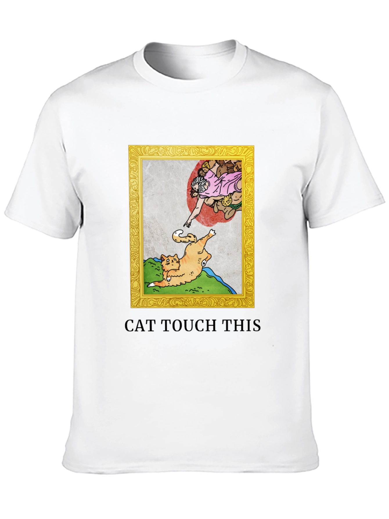 Black Cat Touch This T-Shirt Funny Michelangelo Spoof view 10
