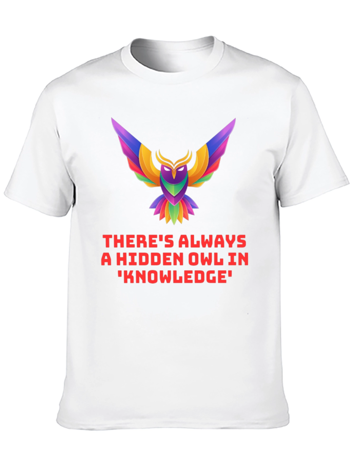 Black Hidden Owl Knowledge Tee - Unique Graphic T-Shirt view 10