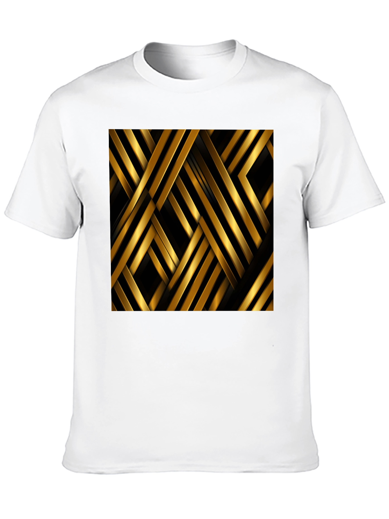 Black Geometric Gold Stripes T-Shirt view 10