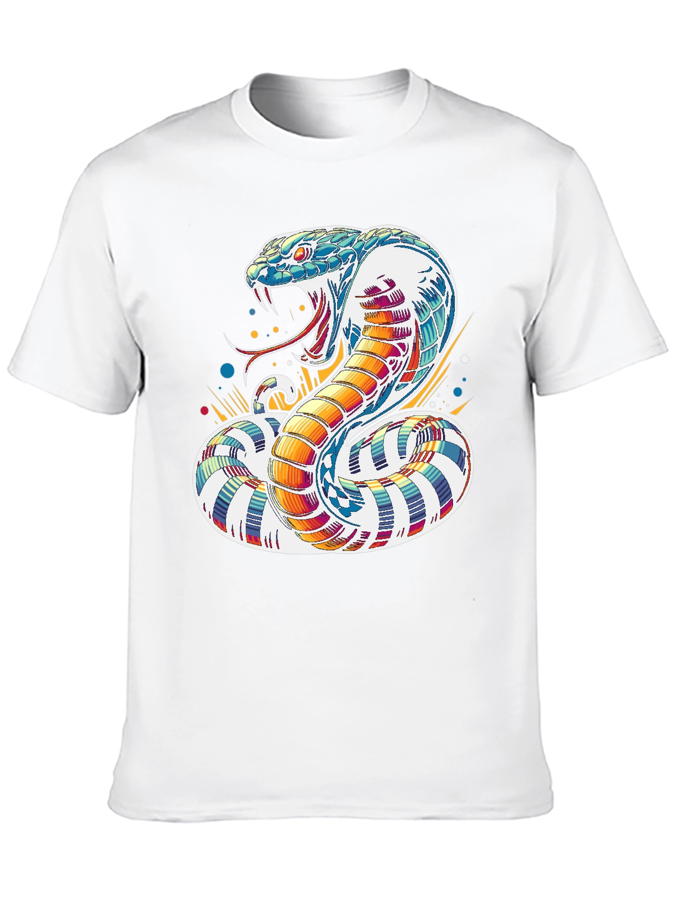 Colorful Cobra Graphic Tee - Men's Black T-Shirt - 10