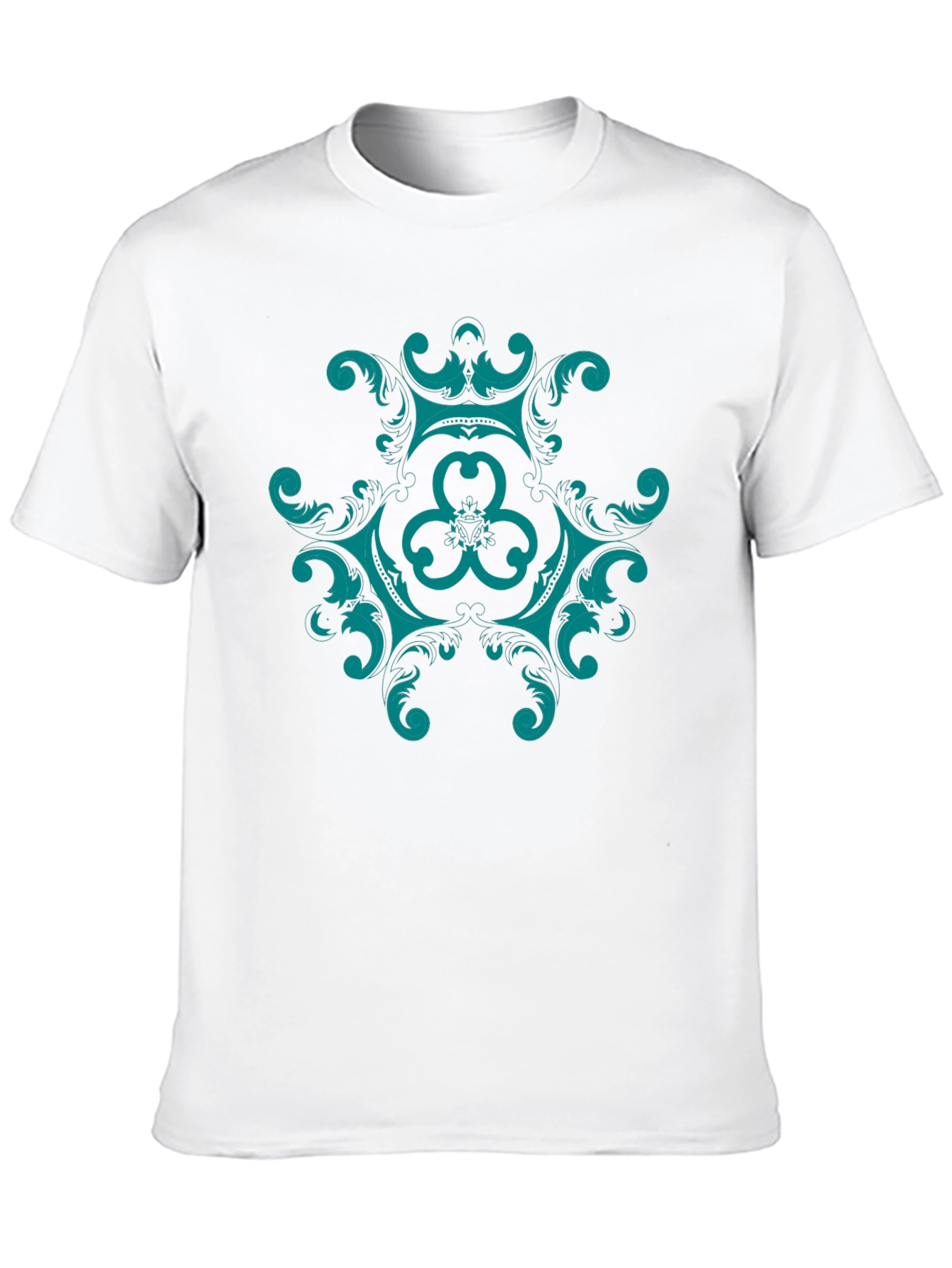 Black Elegant Teal Mandala Graphic Tee - Black Cotton Comfort view 10