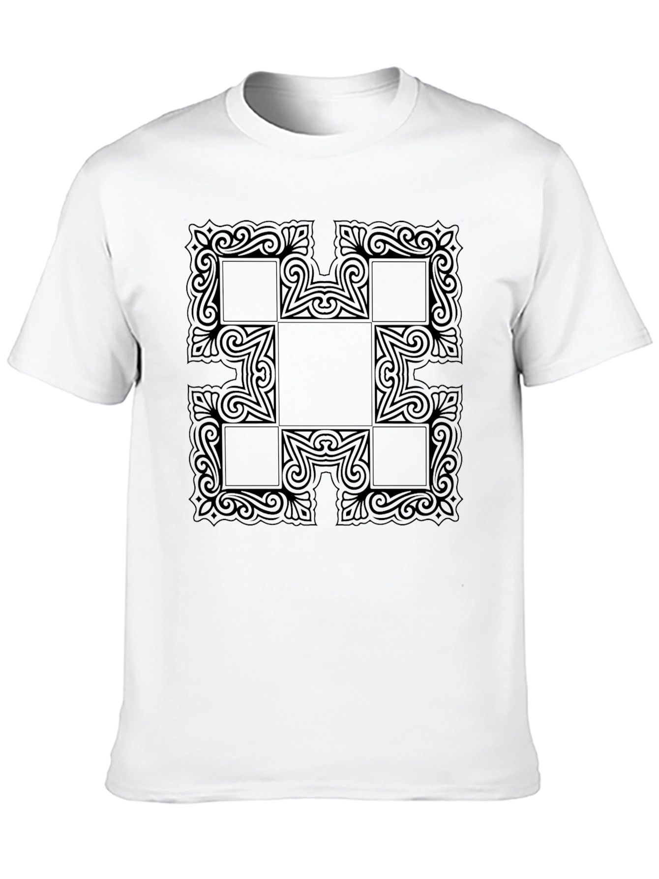Black Geometric Patterned Black T-Shirt view 10