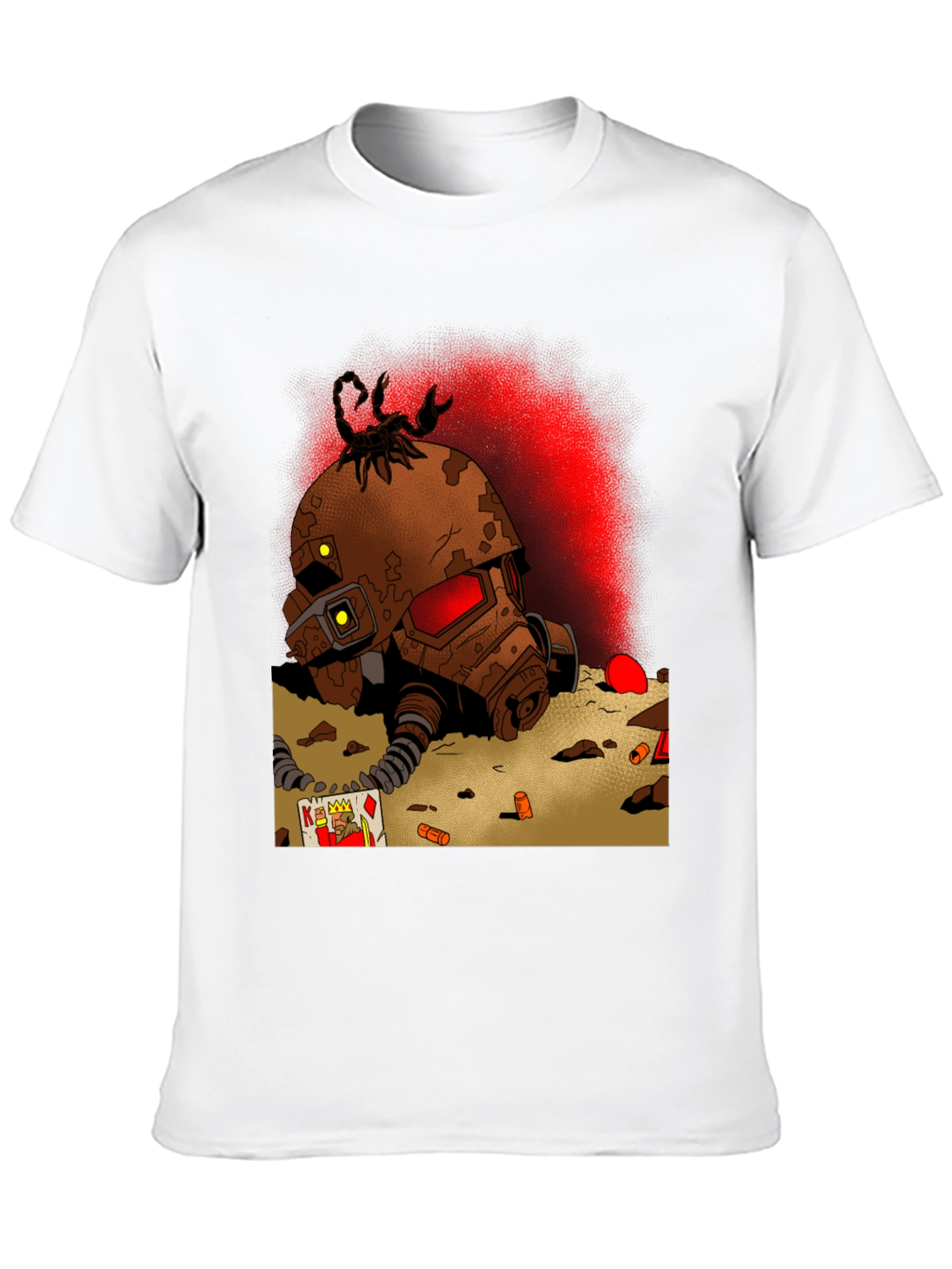 Black Fallout Inspired T-Shirt: Scorpion Helmet Design view 10