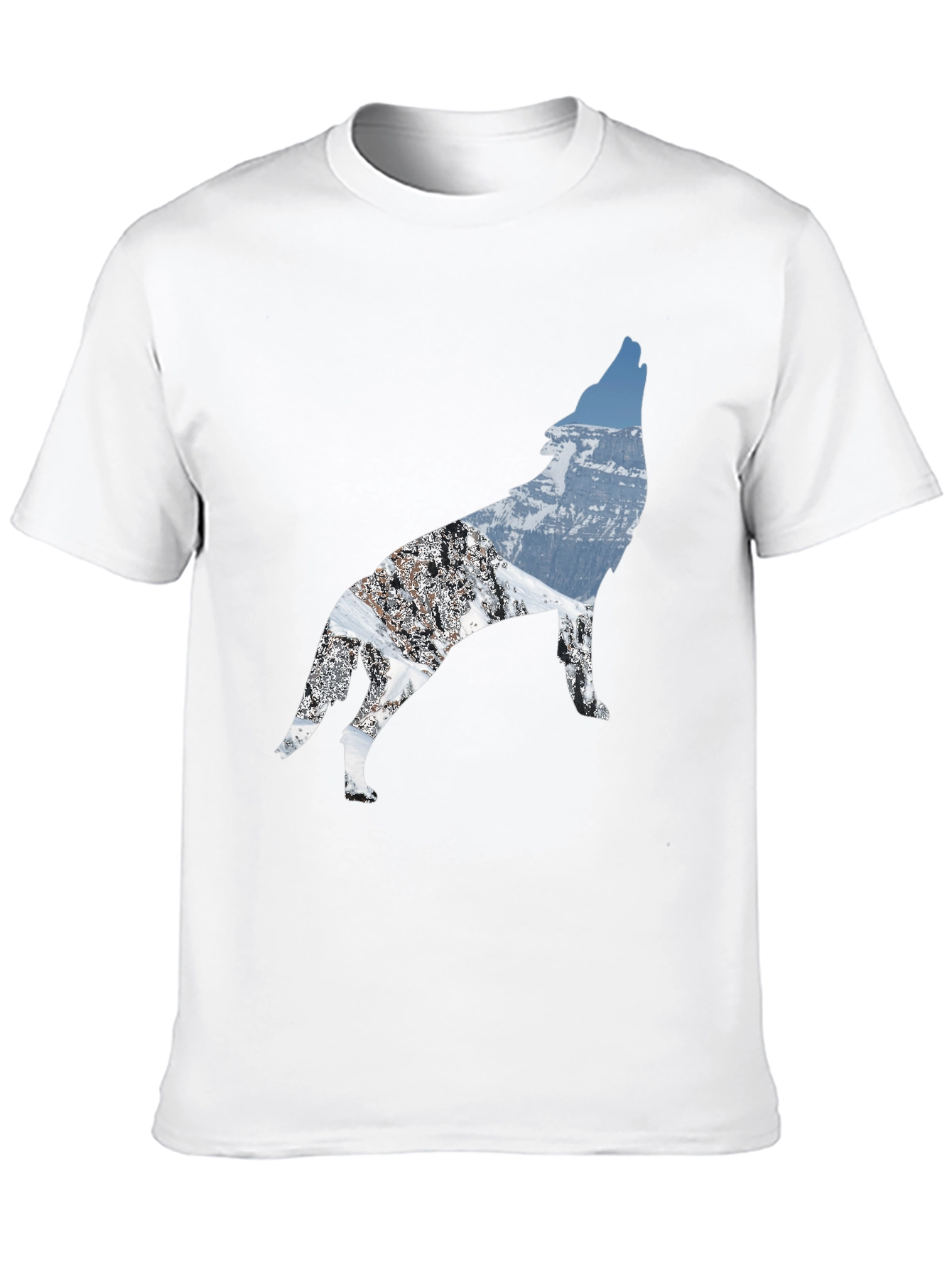 Black Wolf Mountain Scene Black T-Shirt view 10