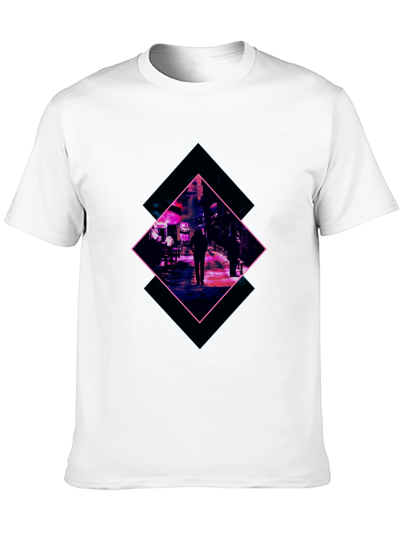 Black Cyberpunk Street Scene Graphic Tee - Black view 10