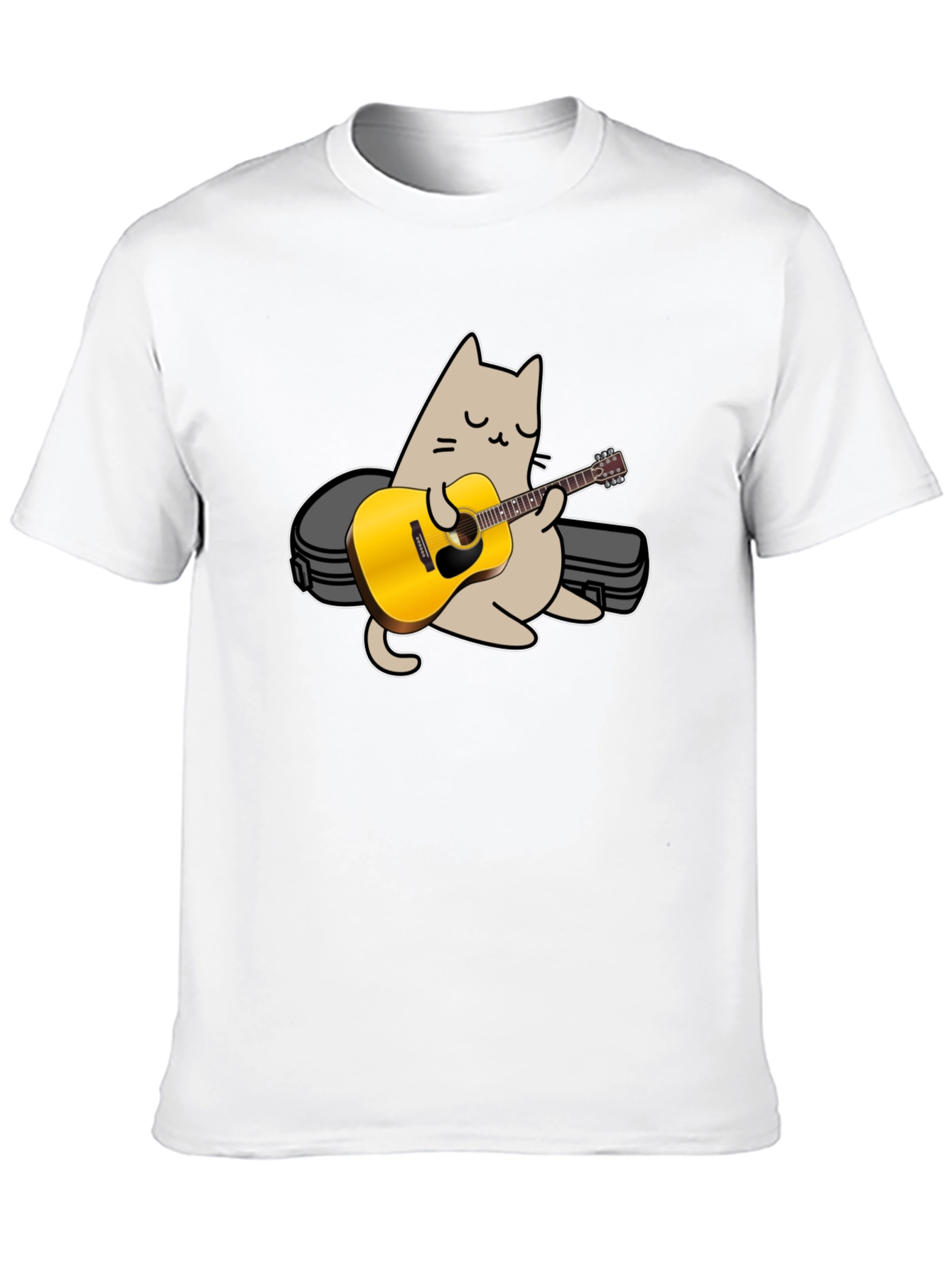 Black Cat Playing Guitar Graphic Tee - Black view 10