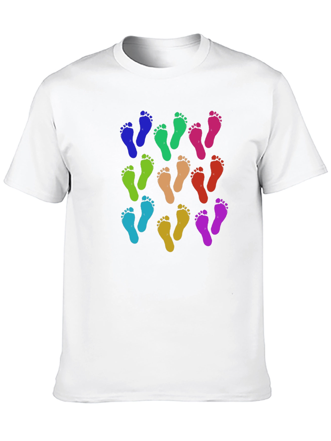 Black Colorful Footprints Tee - Funky Pattern Black T-Shirt view 10