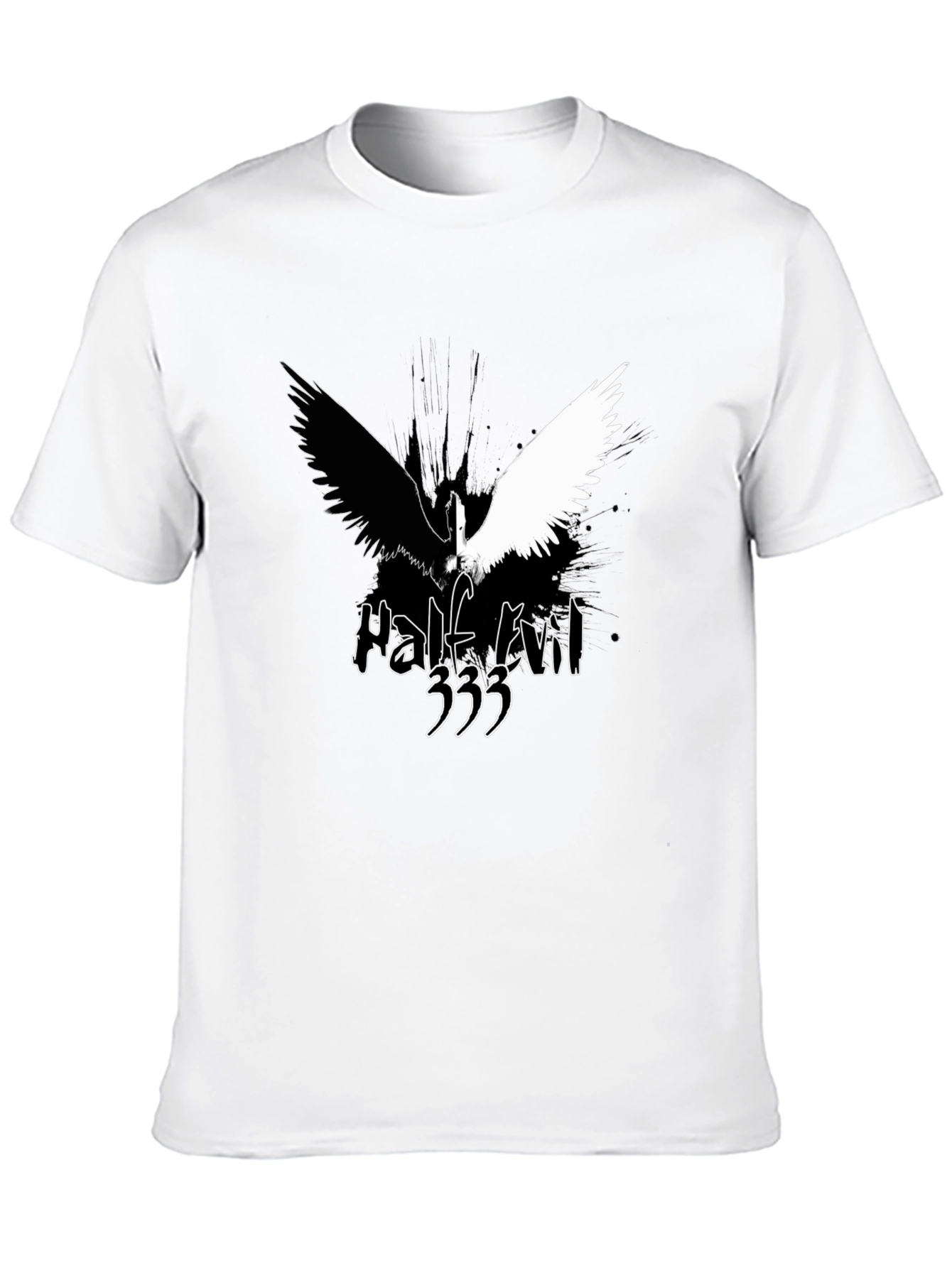 Black Half Evil Angel Wings Black T-Shirt view 10