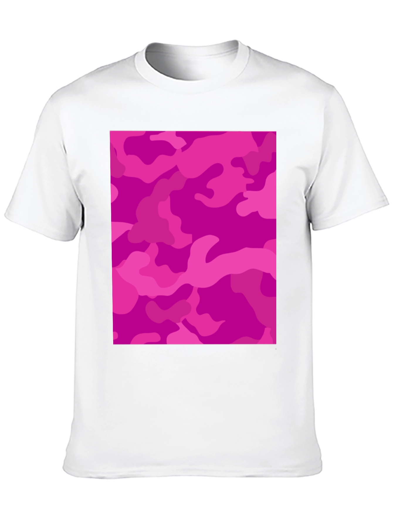 Black Pink Camo Print Black Crew Neck T-Shirt view 10