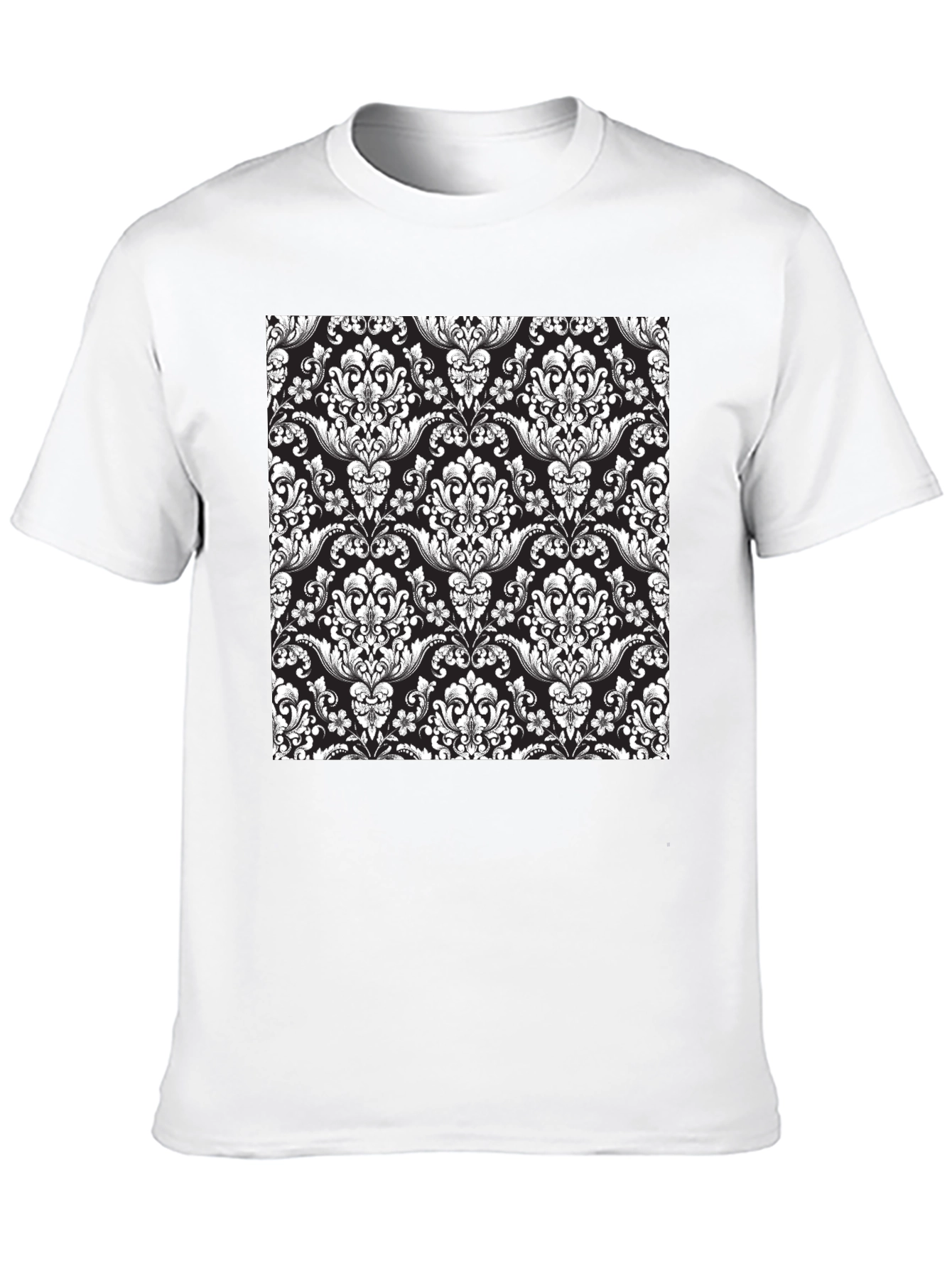 Black Elegant Damask Pattern Black T-Shirt view 10