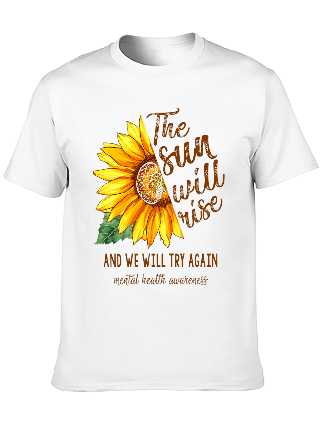 Black Sunflower Mental Health Awareness Graphic Tee view 10