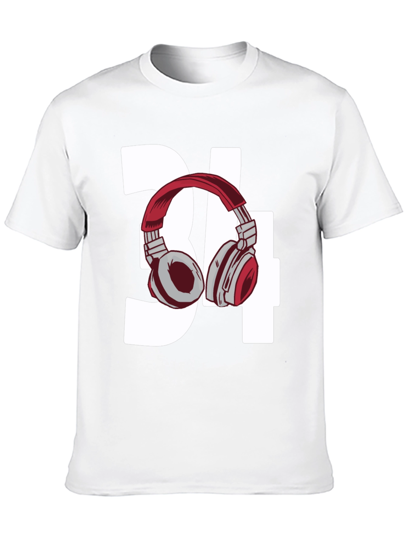 Black Stylish Number 34 Headphones Graphic Tee view 10