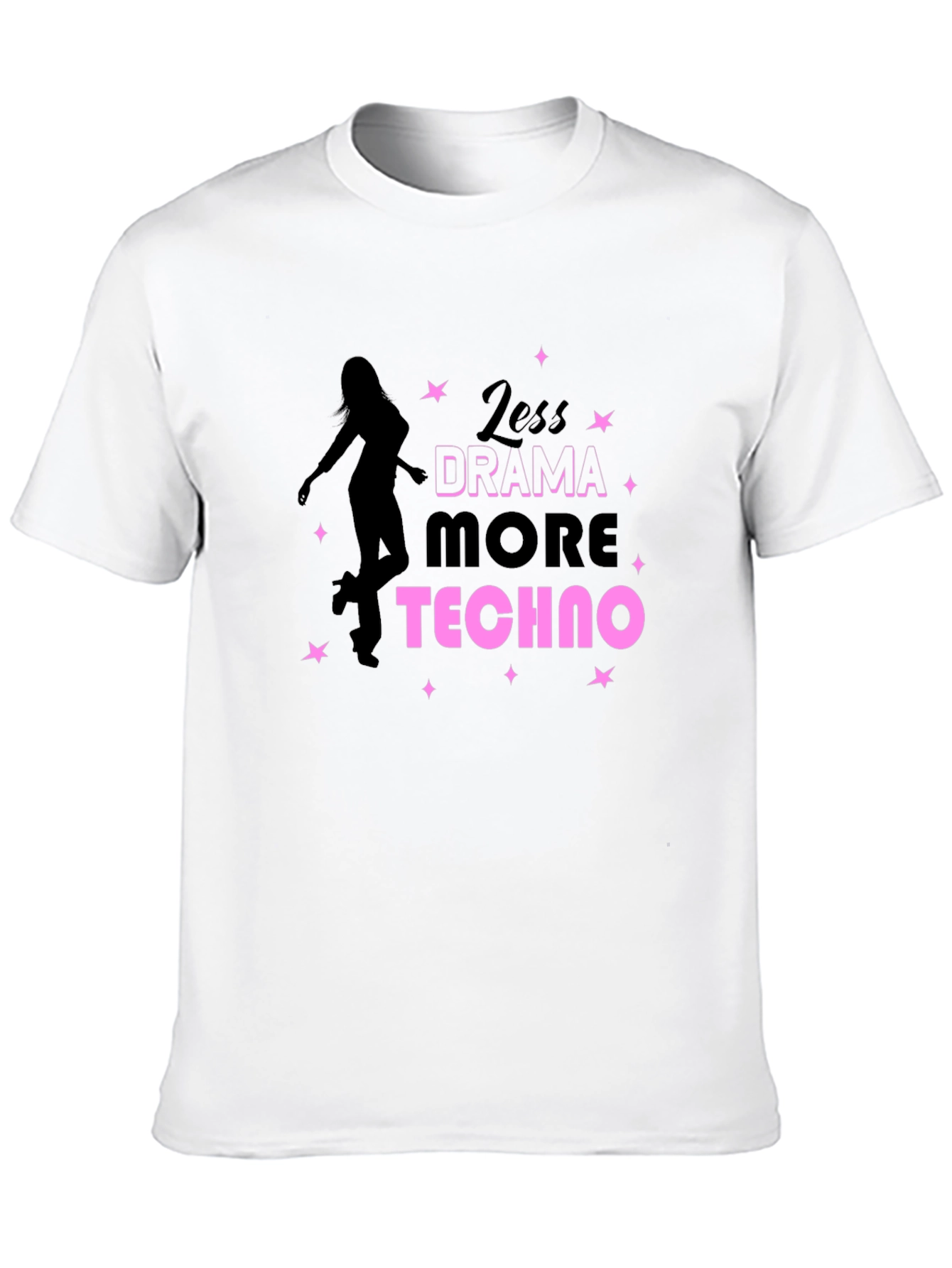Black Less Drama More Techno Graphic Tee view 10