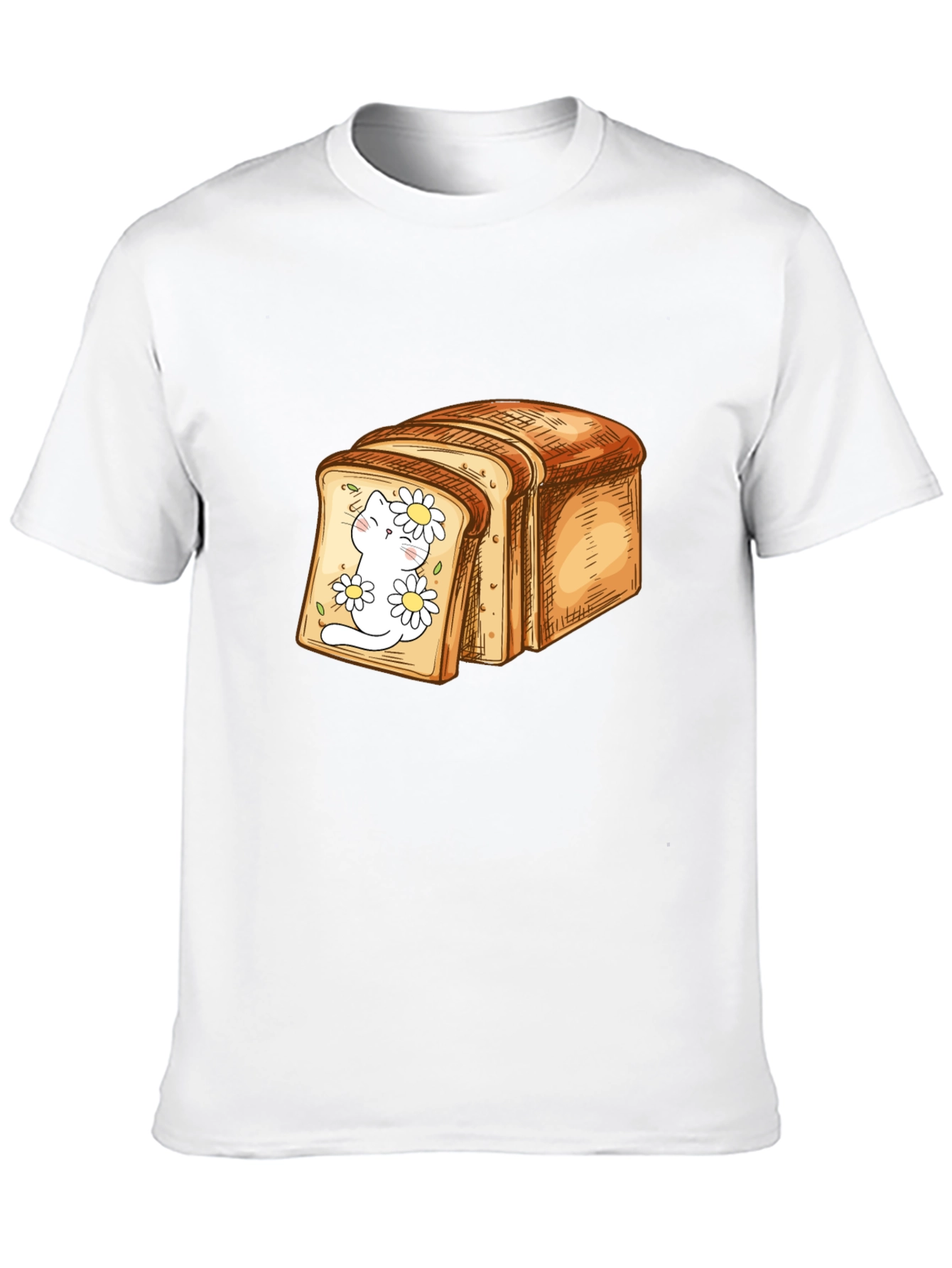 Black Cute Cat in Bread Slice Graphic T-Shirt view 10