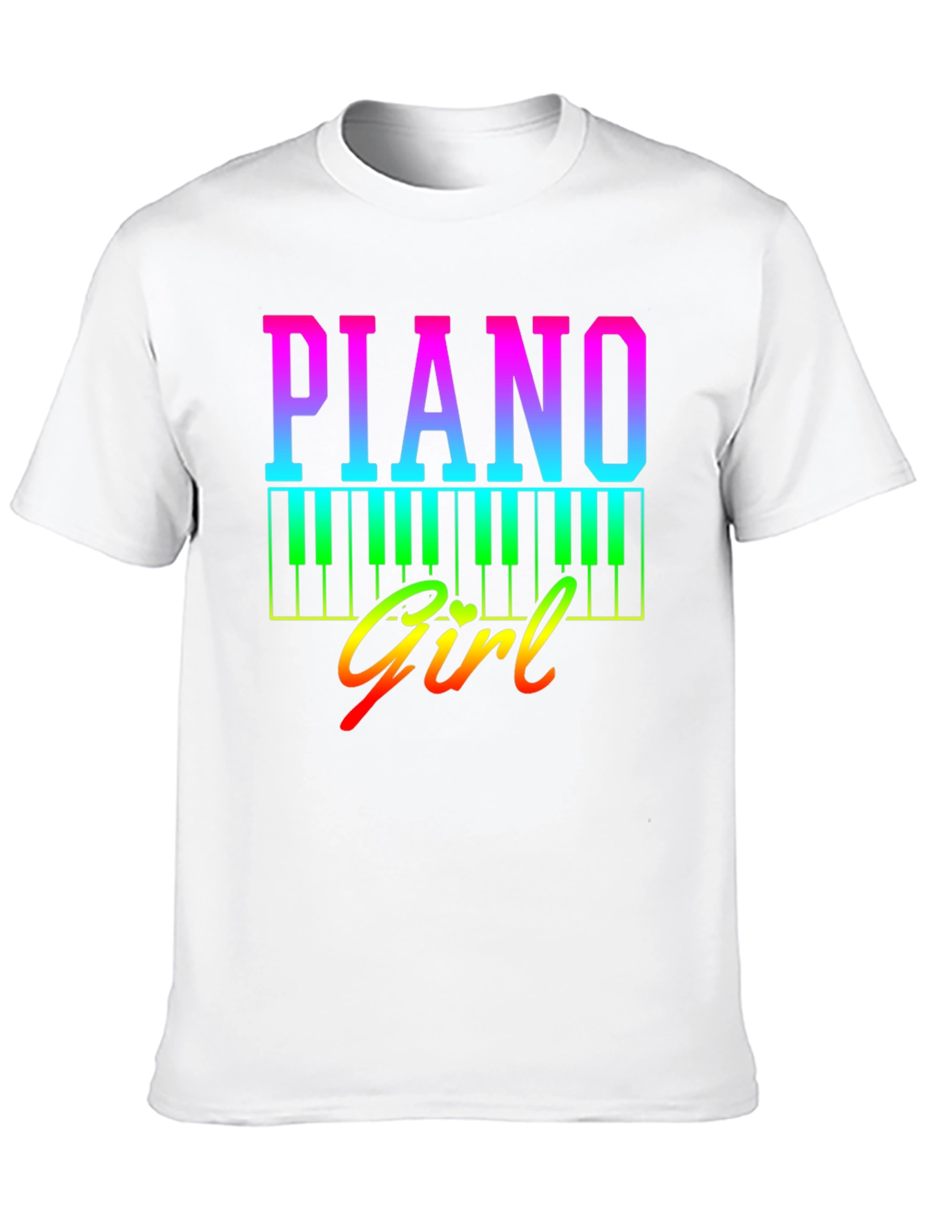 Black Piano Girl Rainbow Graphic Tee - Musician's Shirt view 10