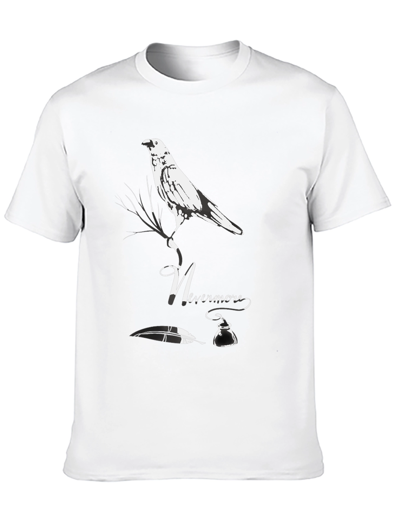 Black Nevermore Raven Graphic Tee - Edgar Allan Poe T-Shirt view 10