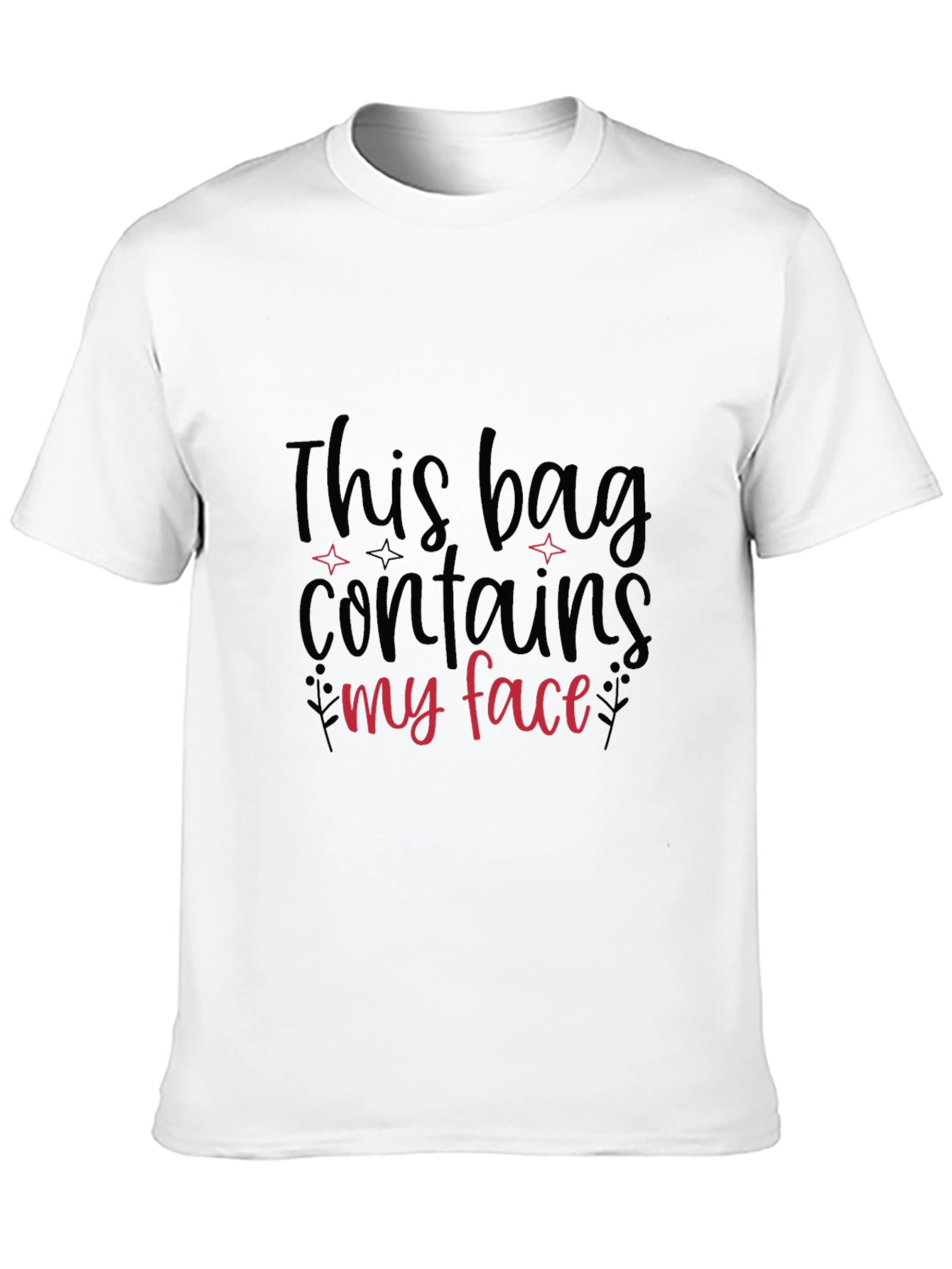 Black Funny Graphic T-Shirt - This Bag Contains My Face view 10