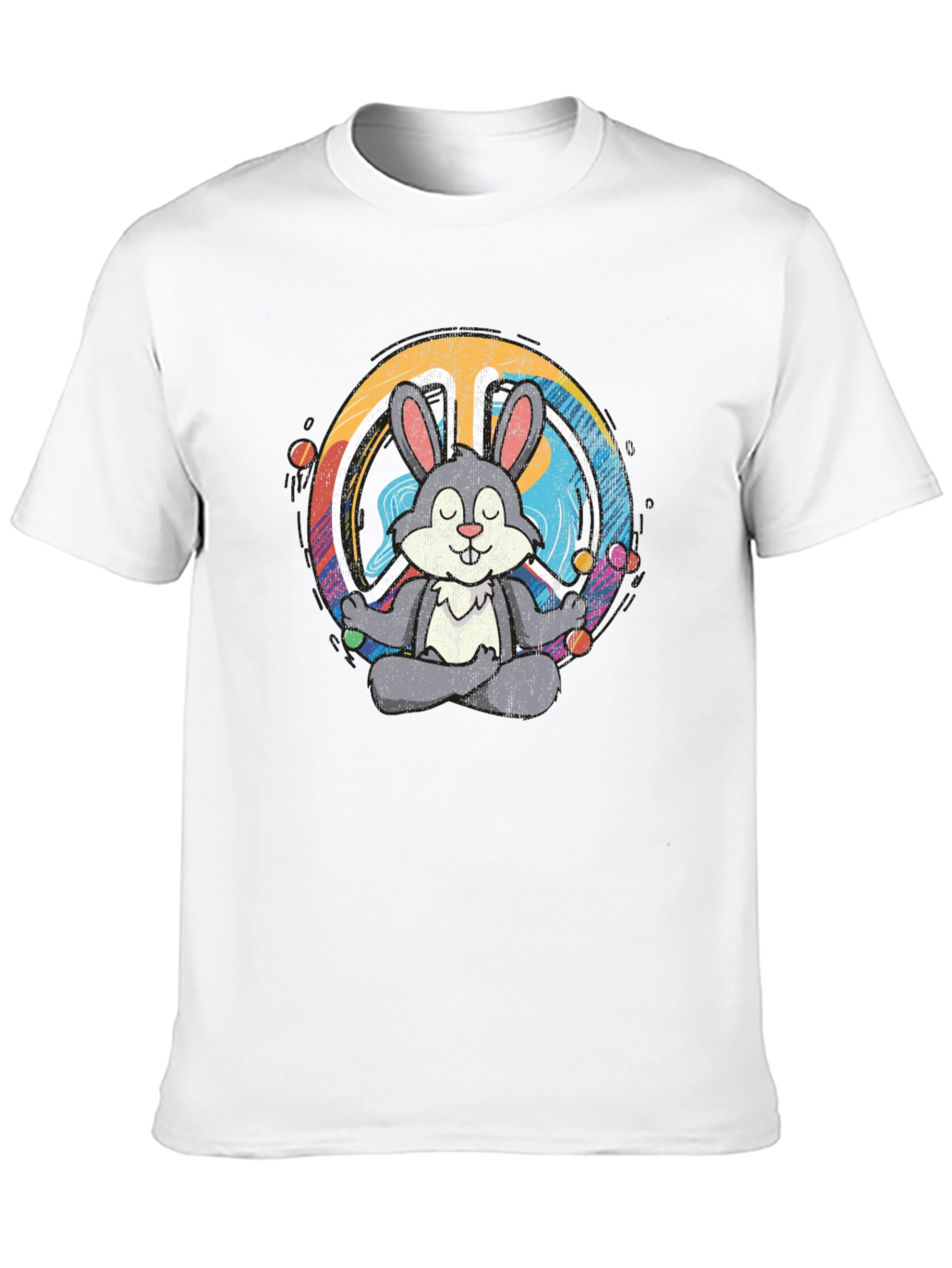 Black Peace Bunny T-Shirt - Meditating Hare Design view 10