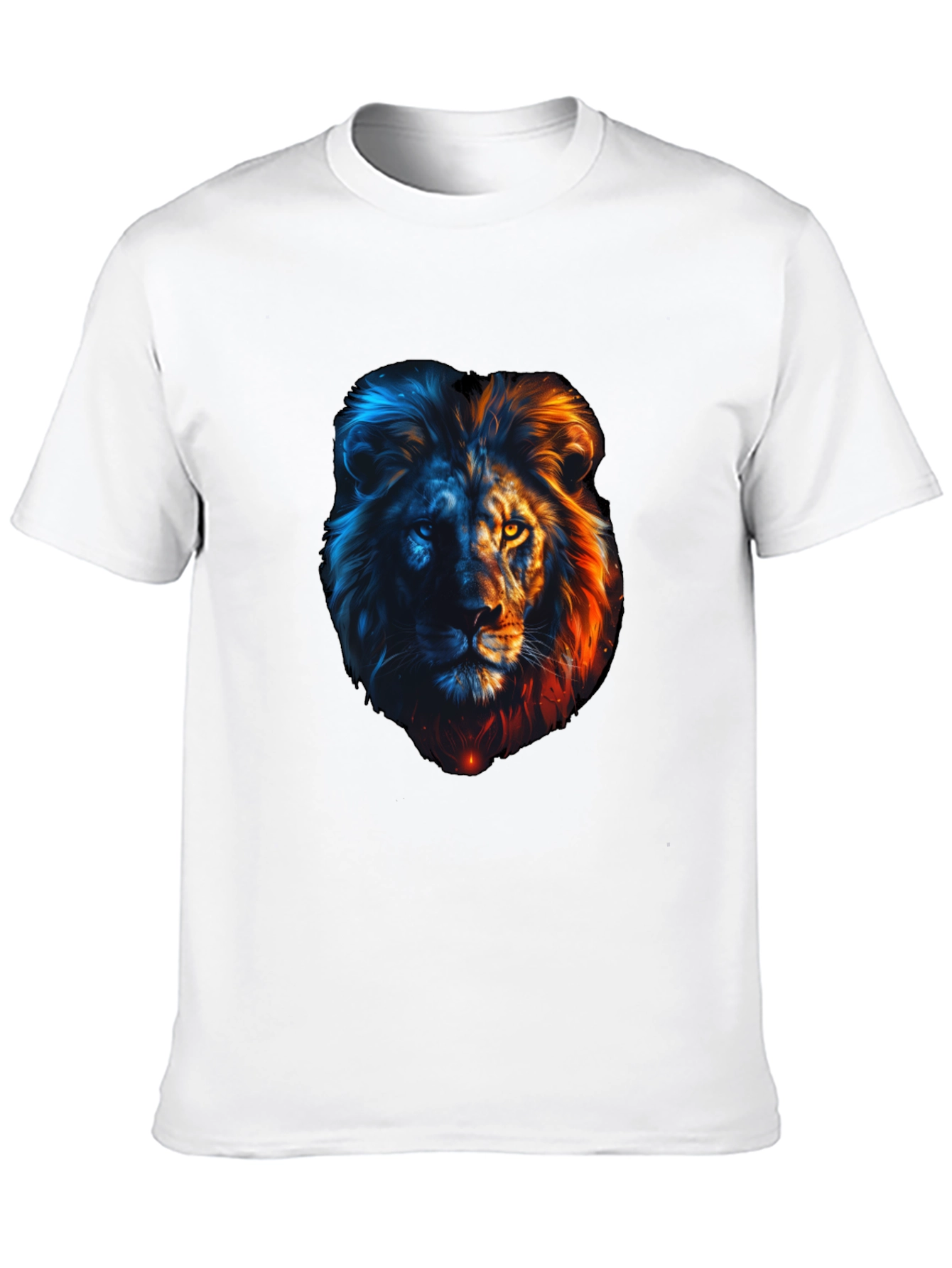 Black Lion Fire and Ice Graphic Tee - Cool Men's T-Shirt view 10